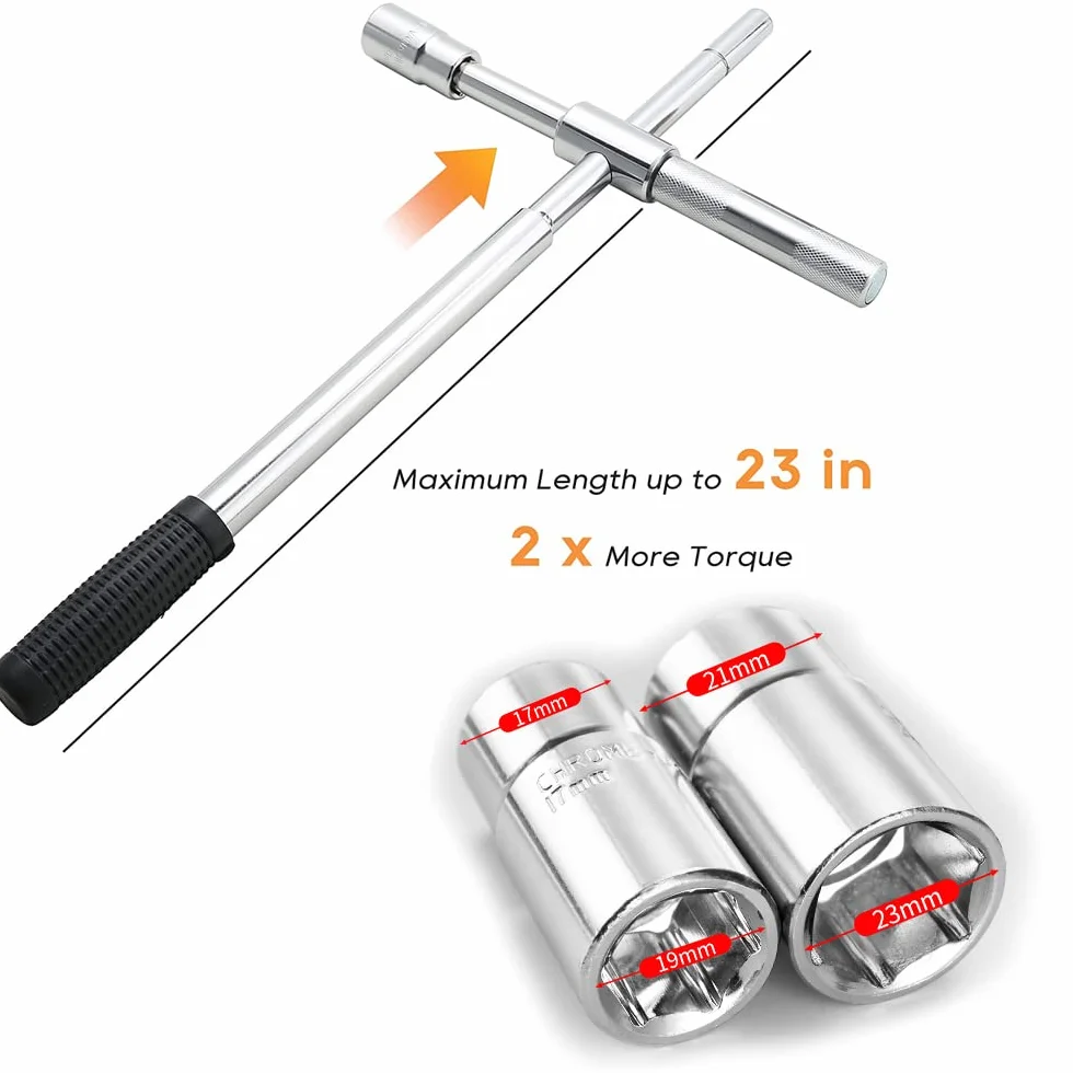 Klucz Do Zdejmowania Opon Samochodowych, Ze Standardowymi Gniazdami 17/19mm 21/23mm, AntypośLizgowy, TrwałY, Chowany, Do NarzęDzi Awaryjnych W Przypadku Awarii Opon Samochodowych/Van/CiężArowych