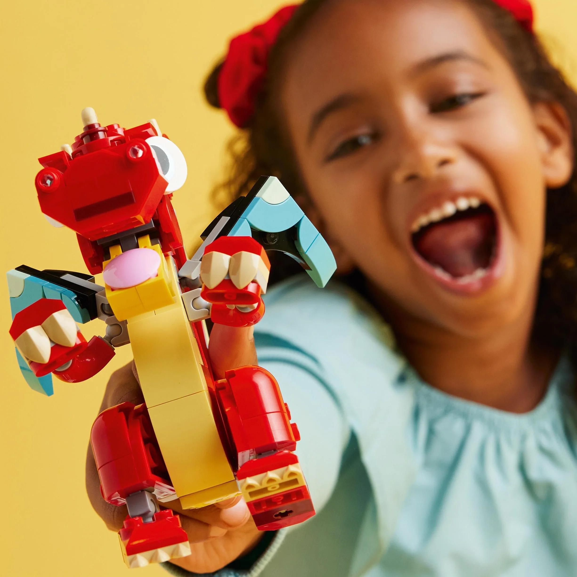 LEGO Creator 3in1 Red Dragon Toy to Fish Figure to Phoenix Bird Model, Animal Figures Set, Gifts for 6 Plus Year Old Boys, Girls and Kids 31145