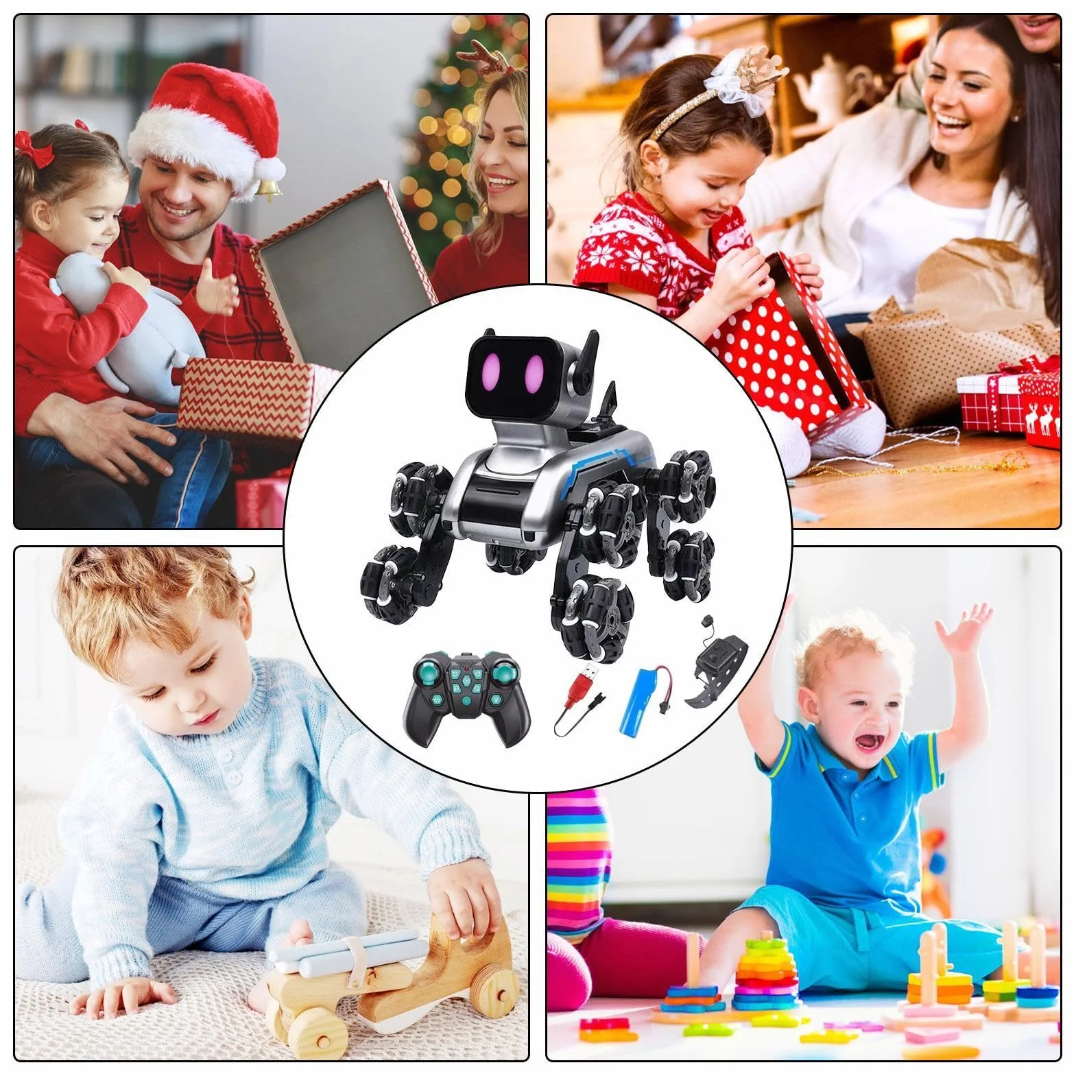 Zdalnie Sterowany Piesek,Zabawka Robotyczny Pies dla Maluchów - Ośmokołowy Robot Dla Dziewczynek I Chłopców Do Domu I Ogrodu Zabawki