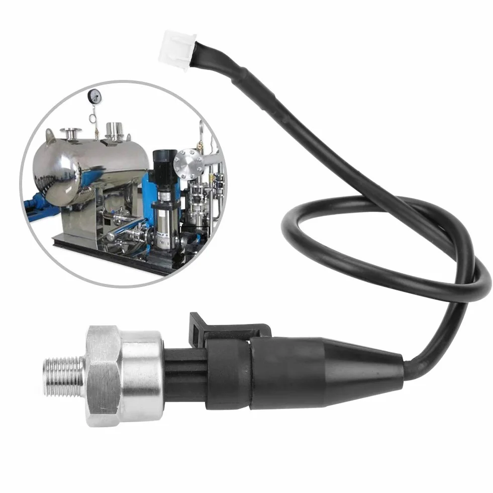 1pc 1/8NPT Przetwornik Ciśnienia DC 5V Czujnik Ciśnienia Gwint Czujnik ze Stali Nierdzewnej do Wody Powietrze Gaz Opałowy Olej Napędowy(150PSI)