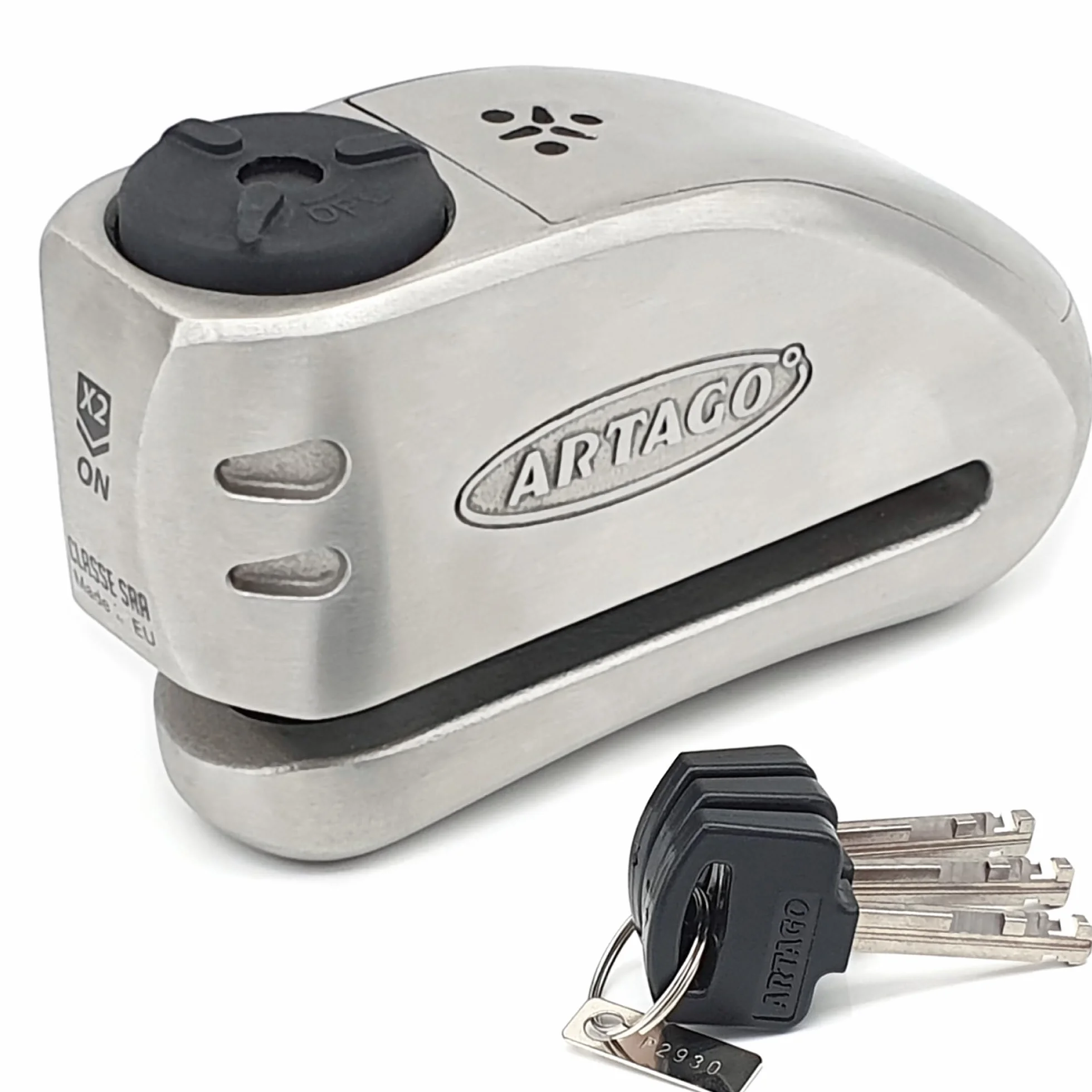Artago 32 Blokadą Tarczy Hamulcowej Motocykl, Alarm Don't Touch 120 dB, Wysoka Jakość ø15 S.A.A. Zamek, Homologowany SRA, stal nierdzewna