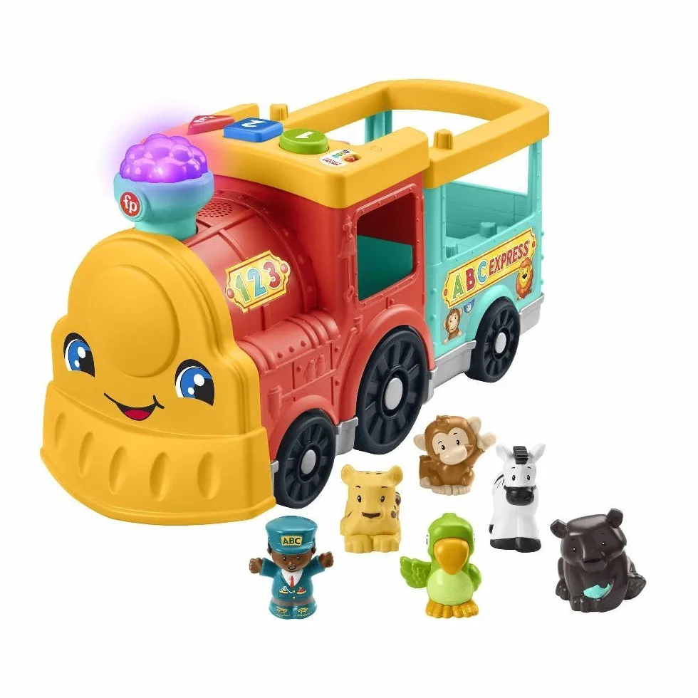 Fisher-Price HHH23 - Little People duży pociąg ABC dla miłośników zwierząt – wersja niemiecka, zabawka muzyczna do pchania z treścią do nauki inteligentnych stages, zabawka dla dzieci od 1 roku życia