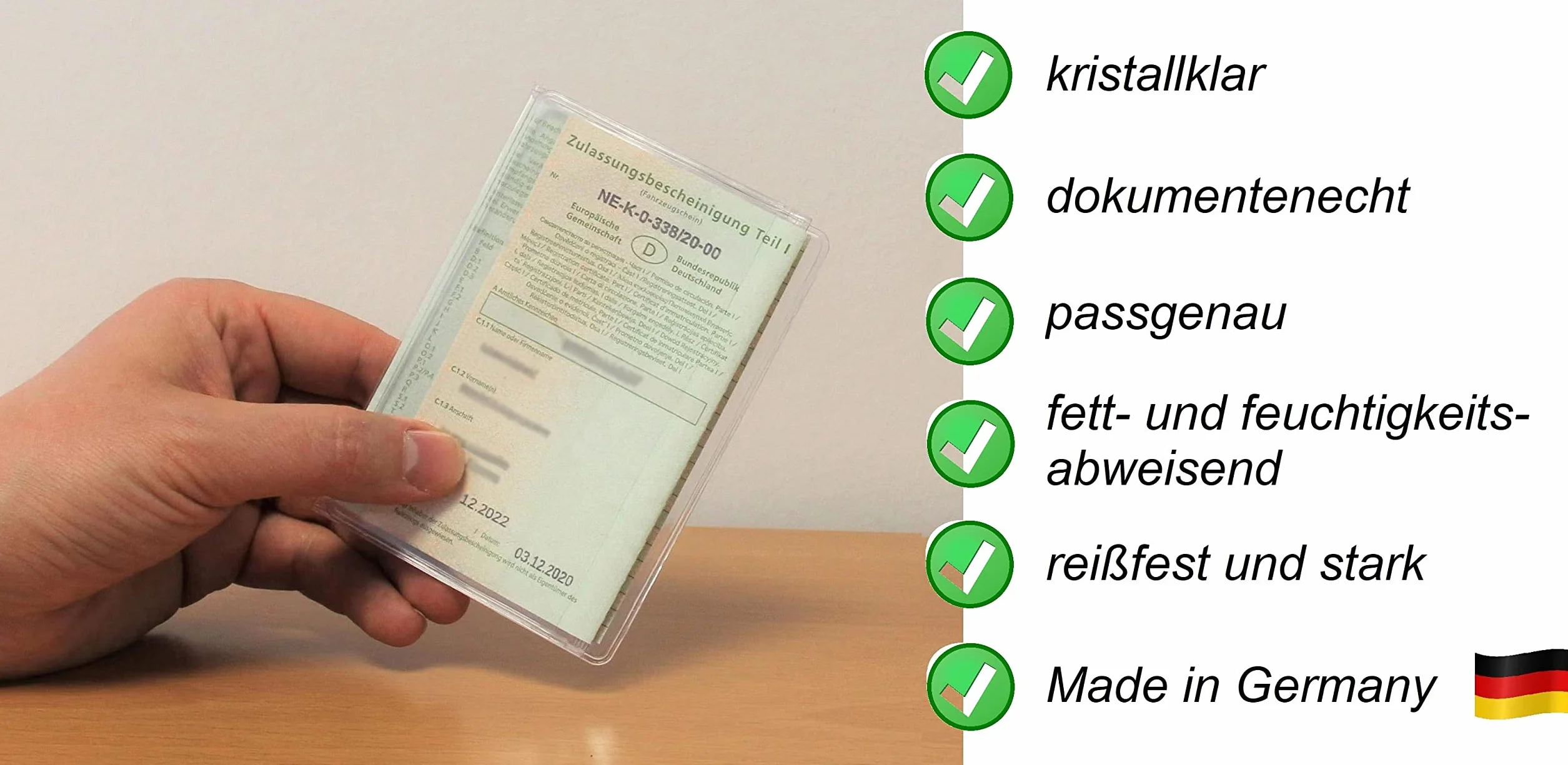Etui na dowód rejestracyjny pojazdu 3-częściowe przezroczyste ochronne Frentree