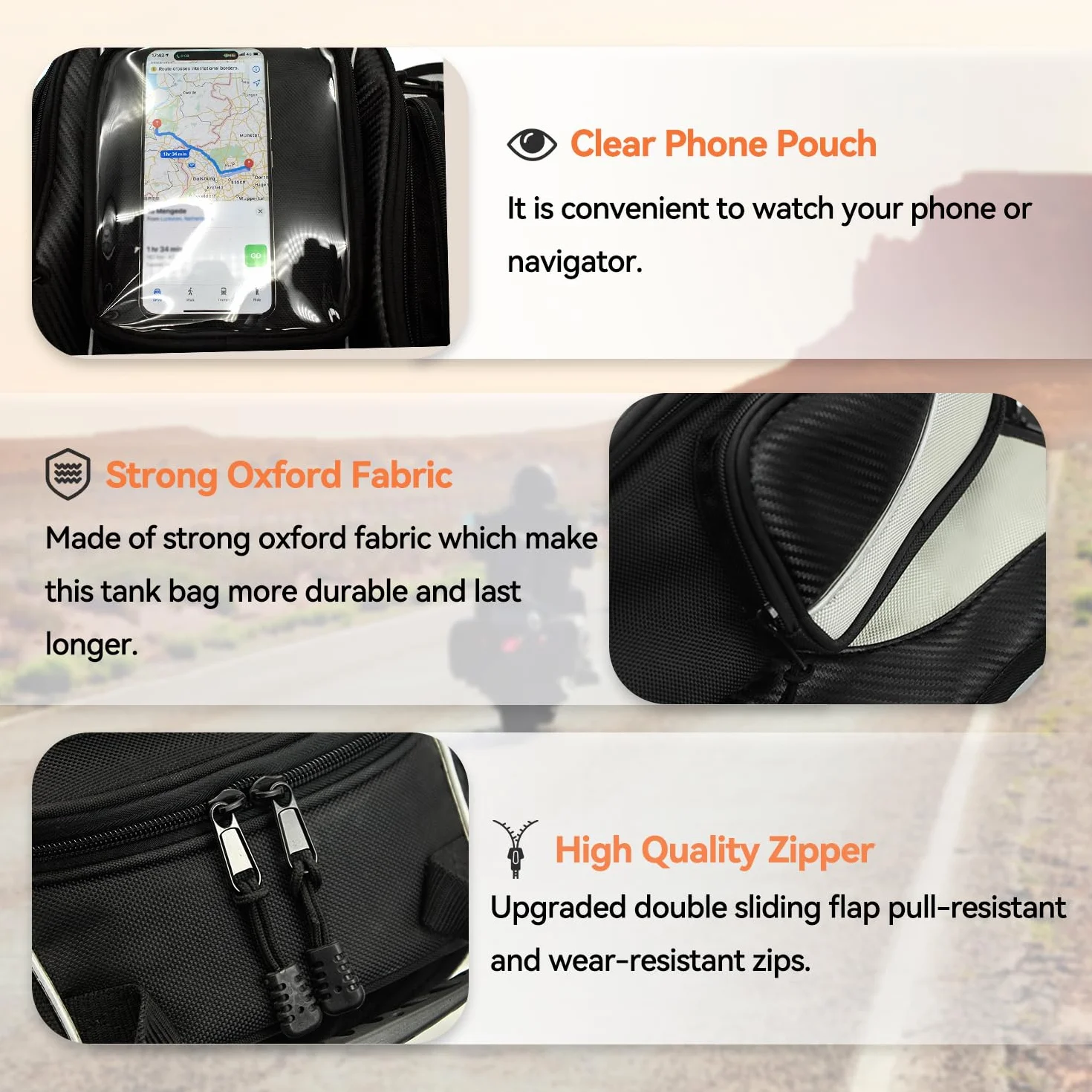 Dracarys Magnetic Motorcycle Tank Bag - Oxford czarna torba na motocykl, podróżna, outdoorowa torba sportowa, bagaż, mocna magnetyczna do większości motocykli