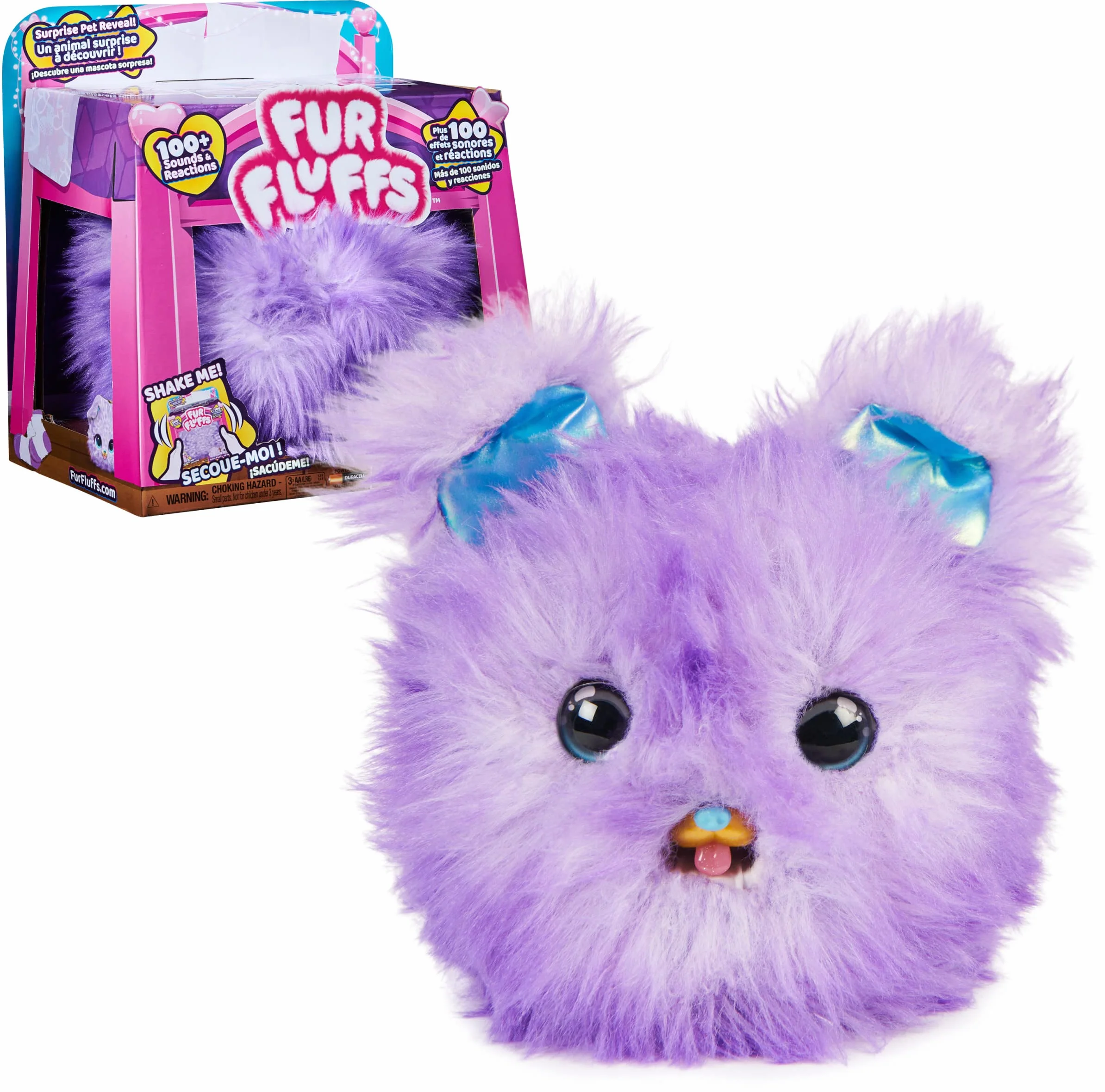 Fur Fluffs Pompon Pets Puppy Pluszak Interaktywny, Fioletowy, od 5 lat