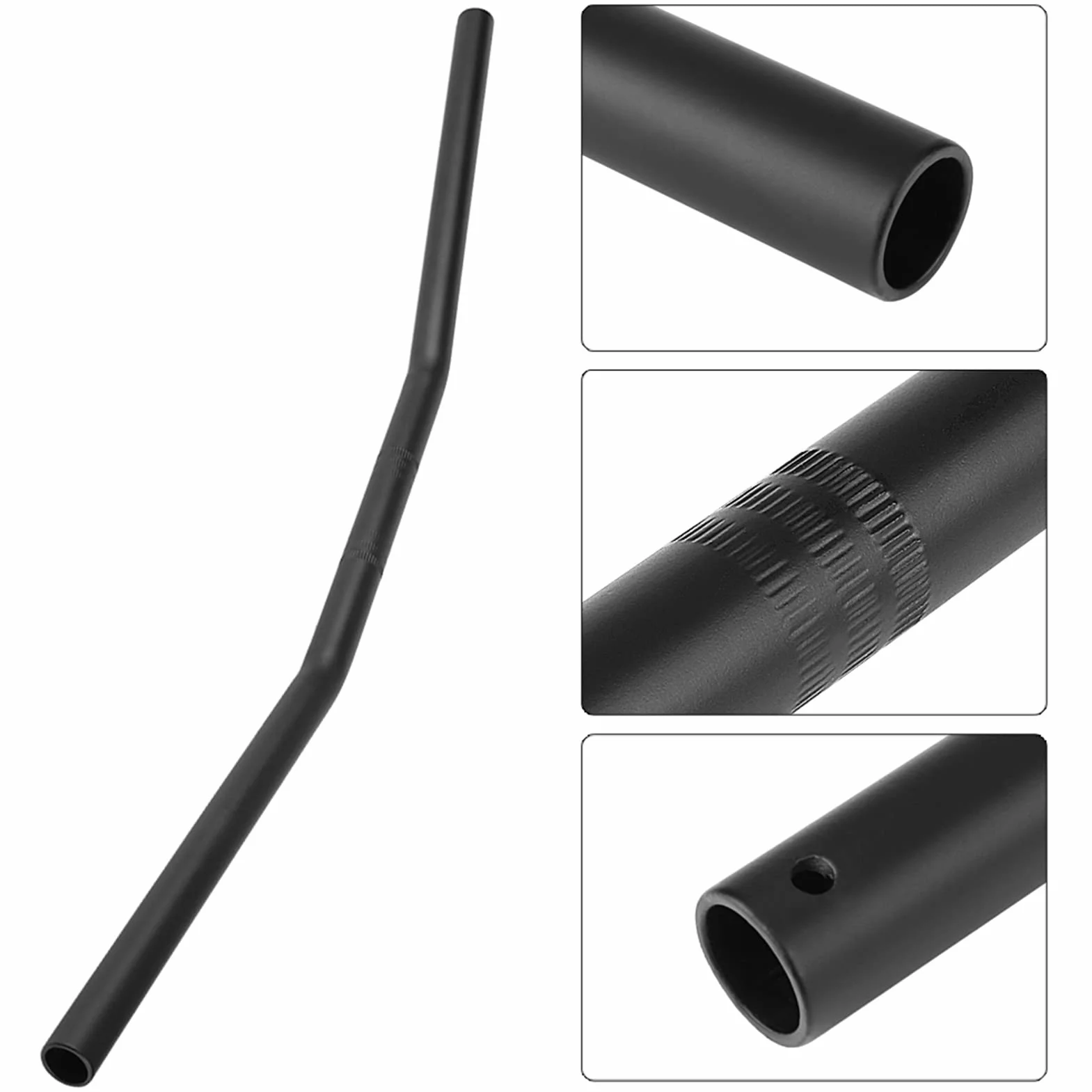 Kierownica motocykla, Akozon 7/8 cala 22MM Czarna srebrna zakrzywiona kierownica Moto Prosty drążek (czarny)