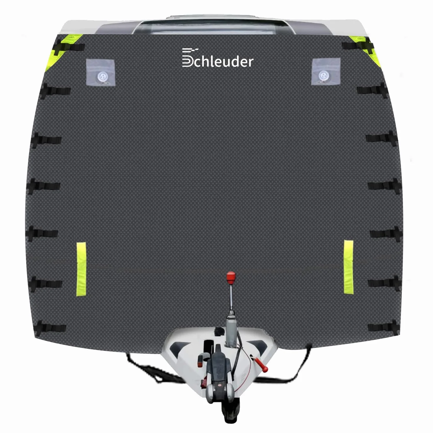 Pokrowiec na przyczepę kempingową, 220 x 175 cm, pełna osłona przednia z diodami LED o wysokiej widoczności, światła i paski odblaskowe, osłona do przyczep kempingowych, ochrona przed słońcem (szary)
