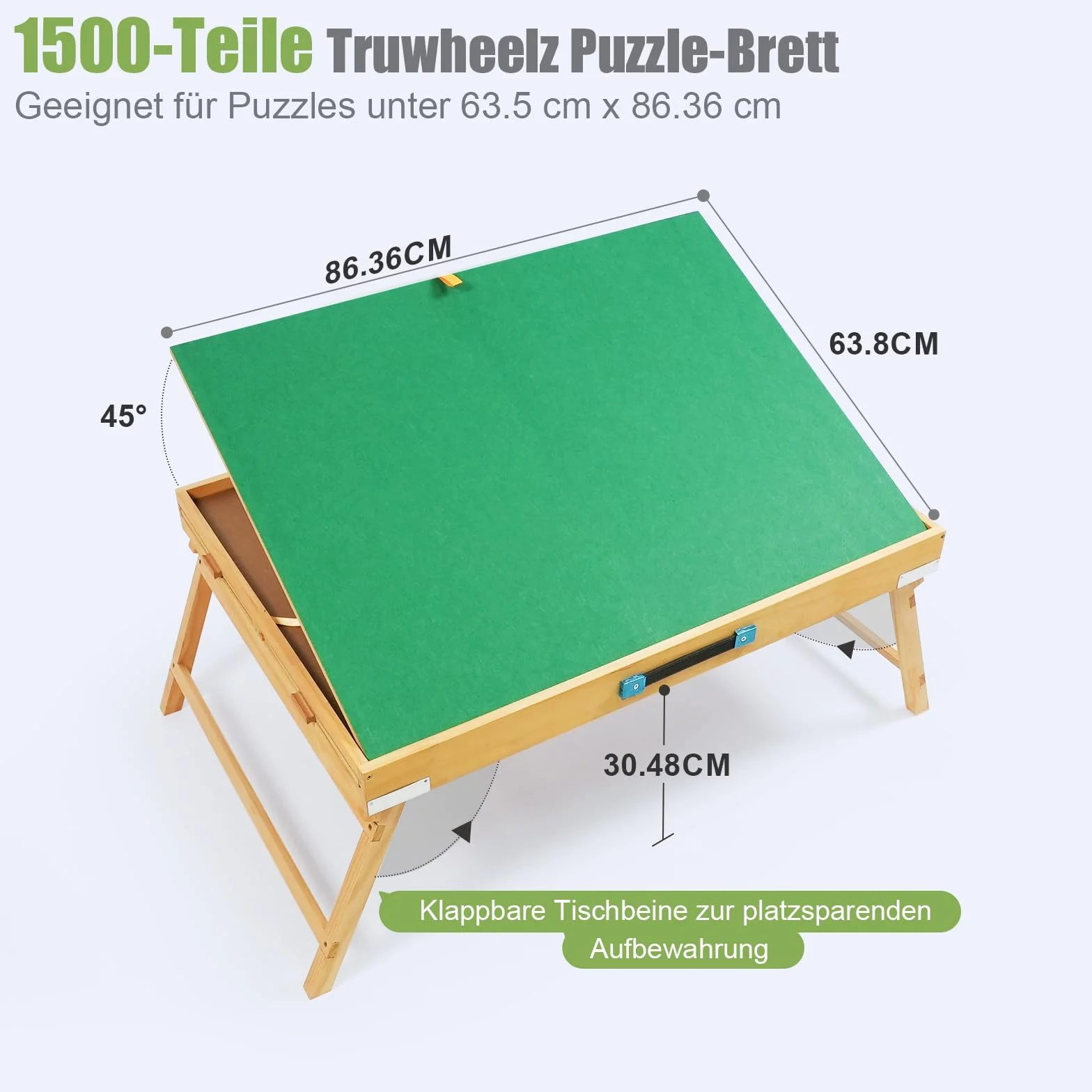 Przenośny stół do 1500 puzzli z nogami, regulowany blat do puzzli z 4 szufladami i pokrywą, 3-kątowy stół do puzzli dla dorosłych