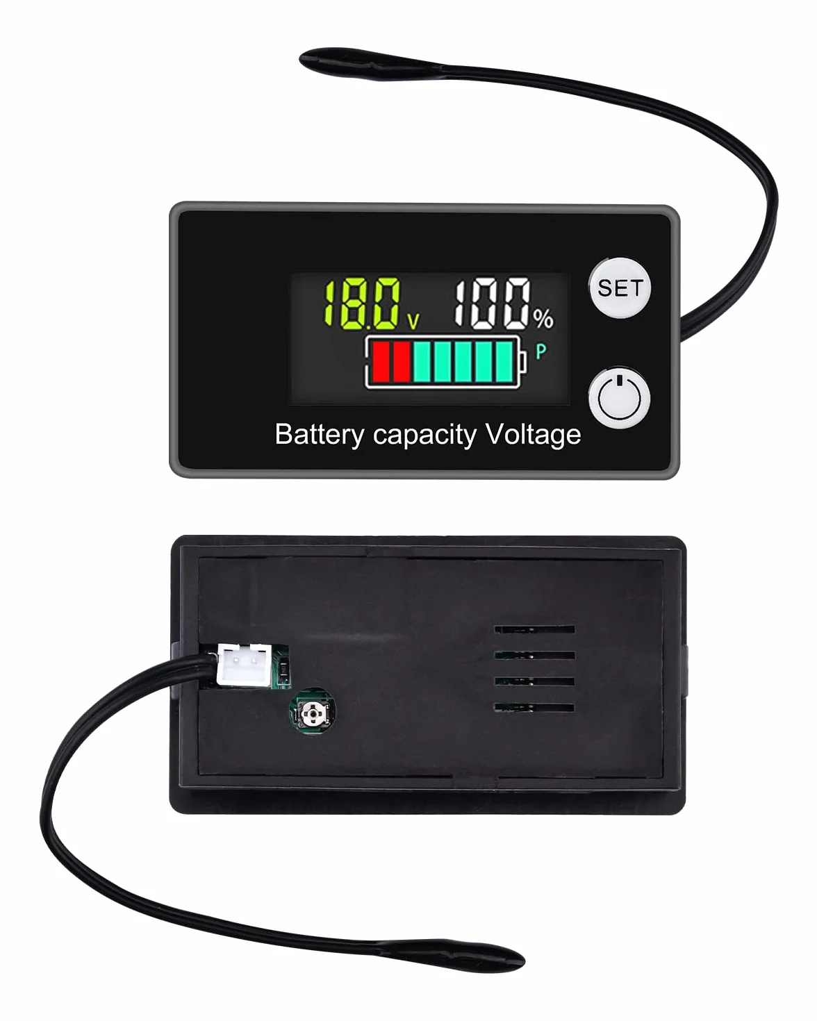 2 sztuk Miernik napięcia baterii z czujnikiem alarmu,12V 24V 36V 48V 72V 84V,Tester pojemności baterii,8-100 V LCD kontrola napięcia baterii z alarmem sondy