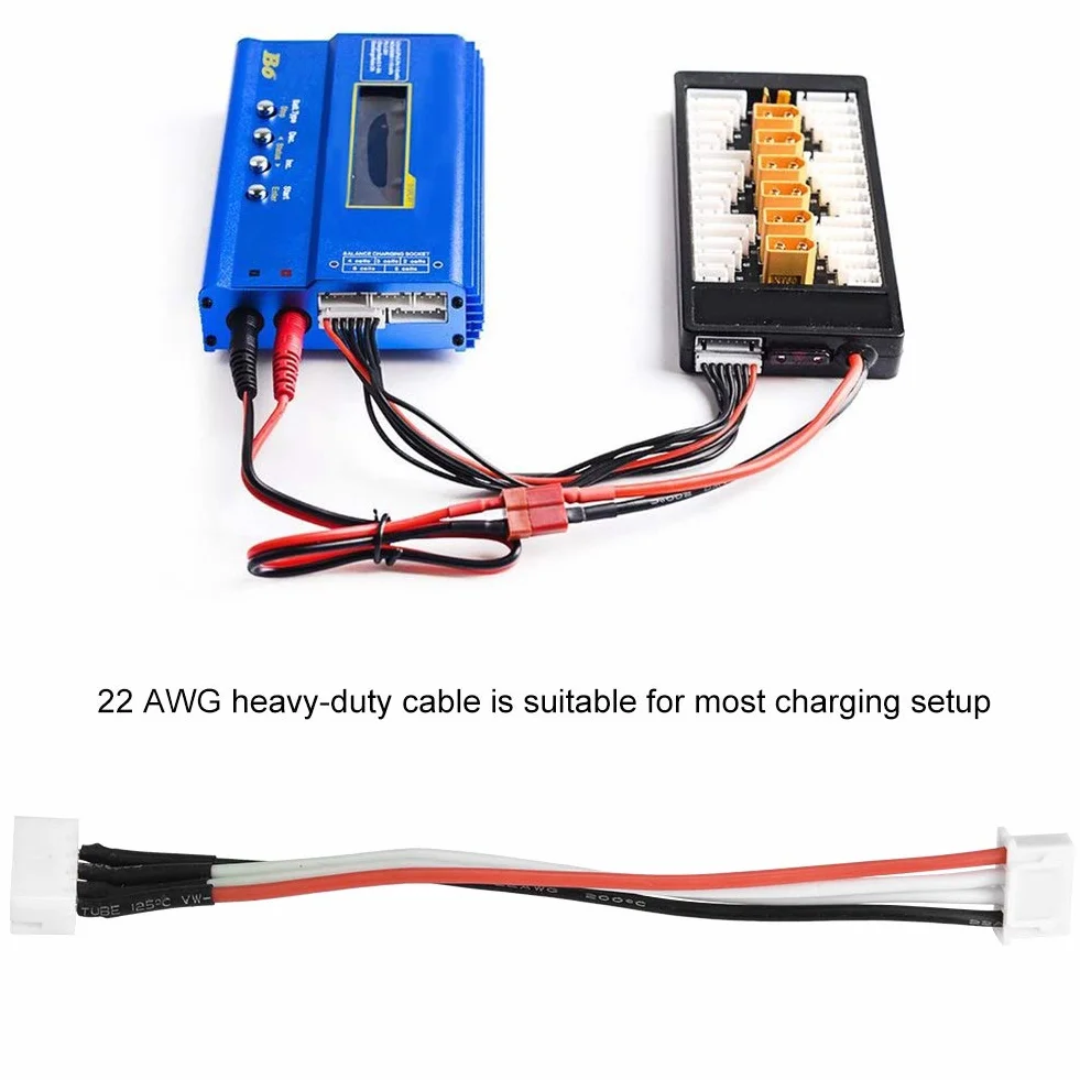Kabel ładowarki balansera LiPo, 2S 3S 4S 6S Ładowarka równoważąca przewód/wtyczka 22AWG 100mm kabel balansera złącze ładowarki (3S)