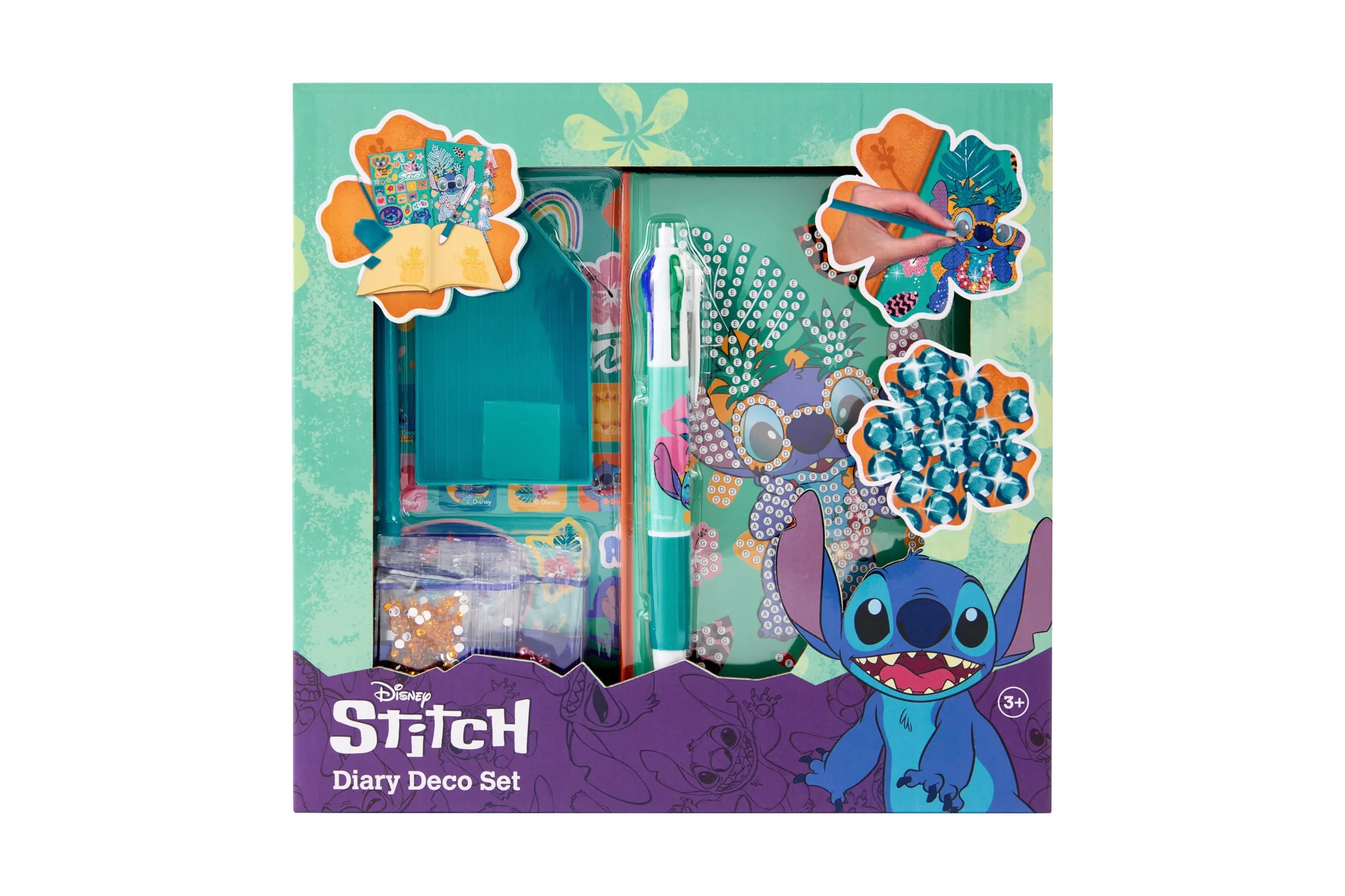 Zestaw dziennik Stitch dla dzieci | Zestaw do rysowania diamentowego dla dzieci od 3 lat | Z naklejkami i błyszczykami | Kreatywny prezent dla dziewczynek | Zestaw do majsterkowania DIY z dziennikiem