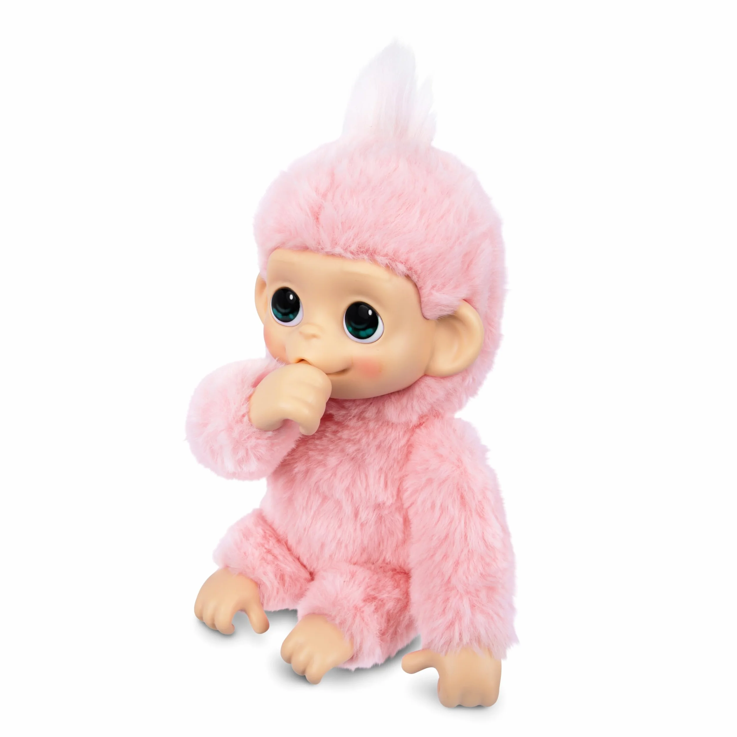 Little Live Pets Baby Monkey Minis – Luna Lemon. Interaktywna zabawka dla zwierząt domowych. Ponad 20 dźwięków i reakcji. Miękkie różowe futro. 18,8 cm wysokości. Karmić, pielęgnować. Reaguj