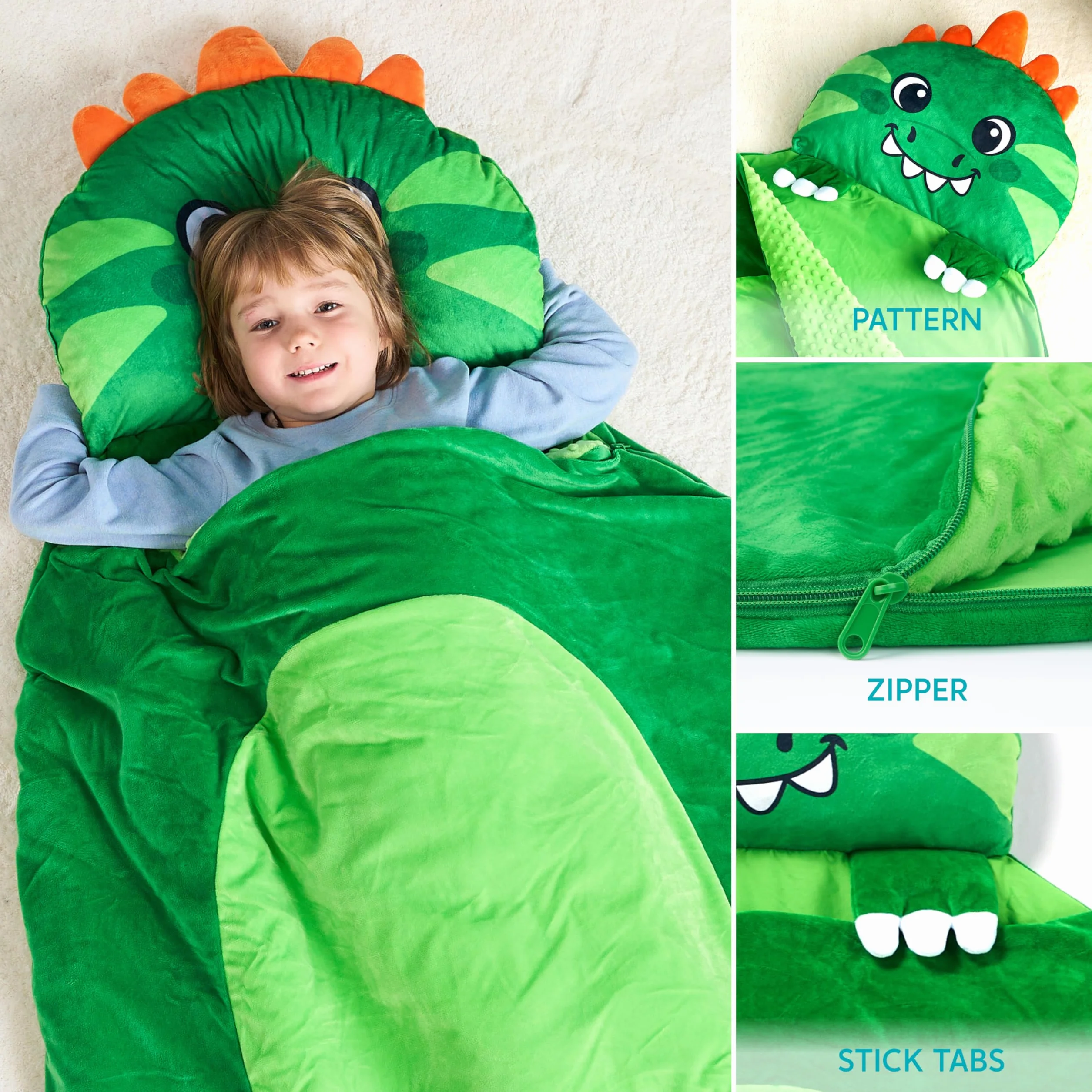 Joiedomi Śpiwór dziecięcy 152 x 99 cm – mata do spania dla dzieci z poduszką i kocem – składana przytulanka dla chłopców i dziewczynek, do przedszkola, na noc w wieku 3-7 lat