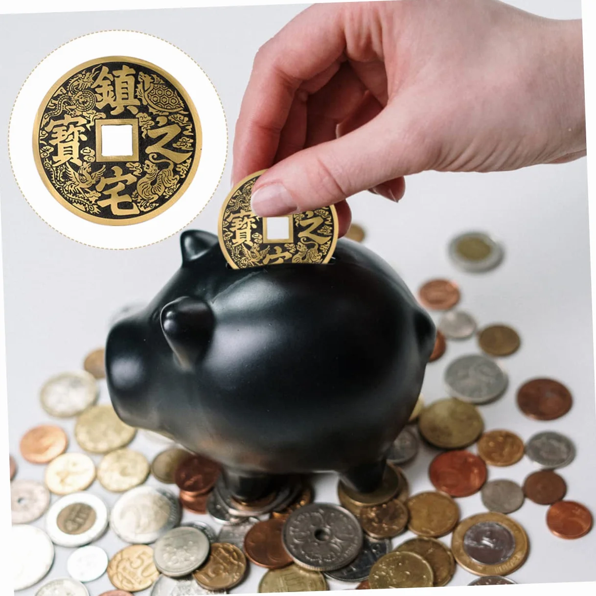 Operitacx Miedziane monety chińskie dekoracje chińskie dekoracje chińskie monety wróżba ozdoba monety pamiątka szczęśliwy chiny czarny chiński wystrój miedziane monety Decore