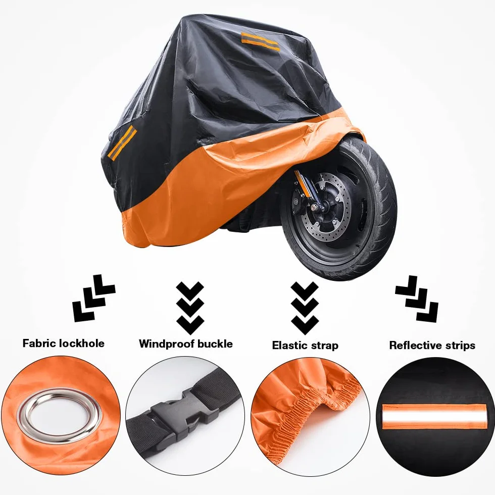 Pokrowiec na Motocykl wodoodporny Oxford 210D 245x105x125cm Pomarańczowy