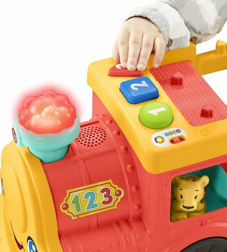Fisher-Price HHH23 - Little People duży pociąg ABC dla miłośników zwierząt – wersja niemiecka, zabawka muzyczna do pchania z treścią do nauki inteligentnych stages, zabawka dla dzieci od 1 roku życia