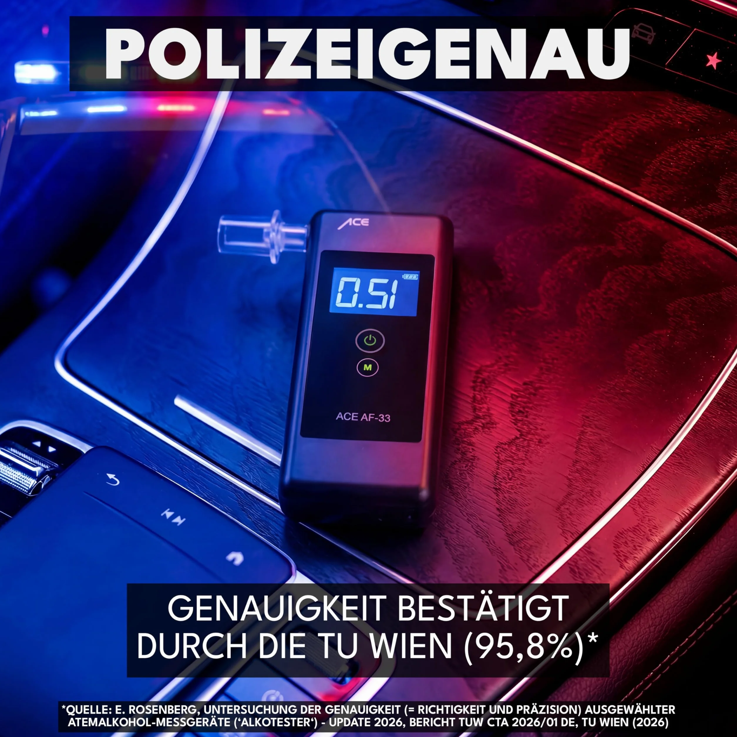 Alkomat ACE AF-33 - alkomat nr 1 według AUTO BILD (porównanie 2023) - policyjny tester alkoholu