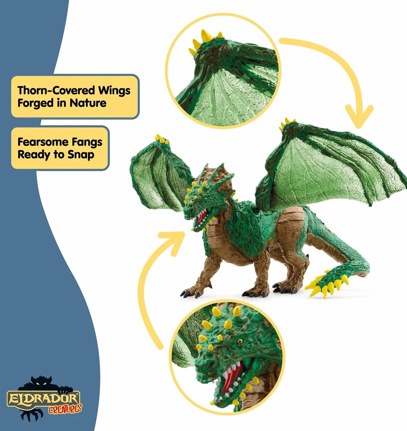 schleich ELDRADOR CREATURES | Smok dżungli 70791 | Szczegółowa figurka potwora z ruchomymi skrzydłami | świetny prezent dla dzieci od 7 lat | 28 x 17 x 11 cm