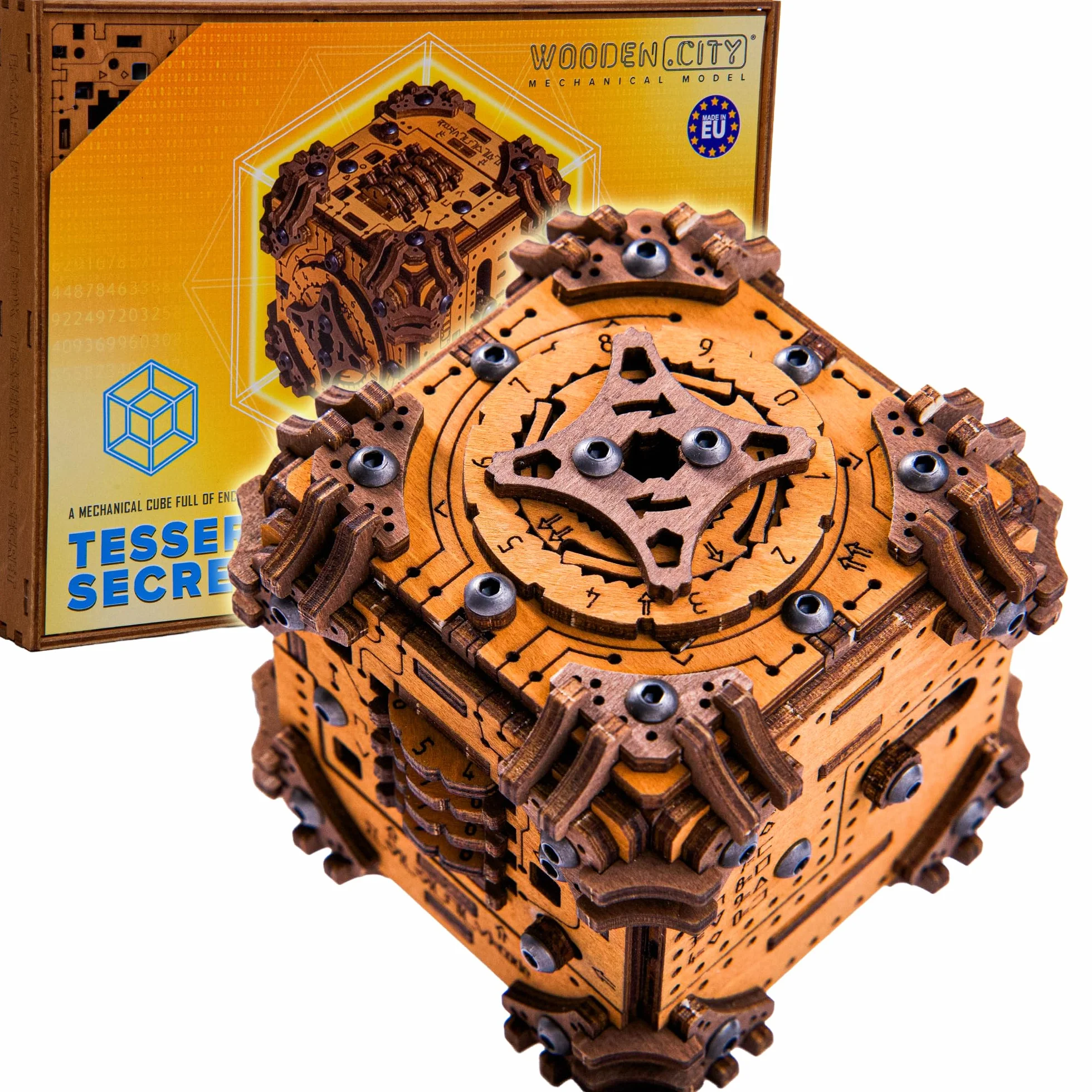 WOODEN.CITY Tesseract's Secret drewniane pudełko na puzzle dla dorosłych - zestaw łamigłówek 3D – pokój ucieczki w pudełku wyzwanie – wyjątkowy prezent dla mężczyzn i kobiet – wyprodukowano w UE