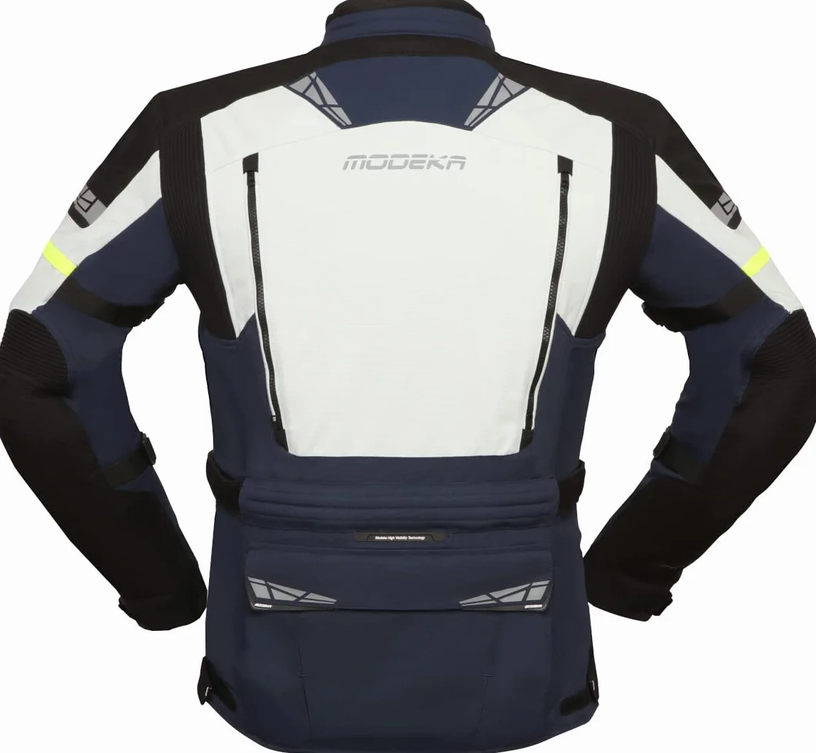 Modeka Panamericana 2 Motocyklowa kurtka tekstylna, jasnoszary/niebieski, 2XL