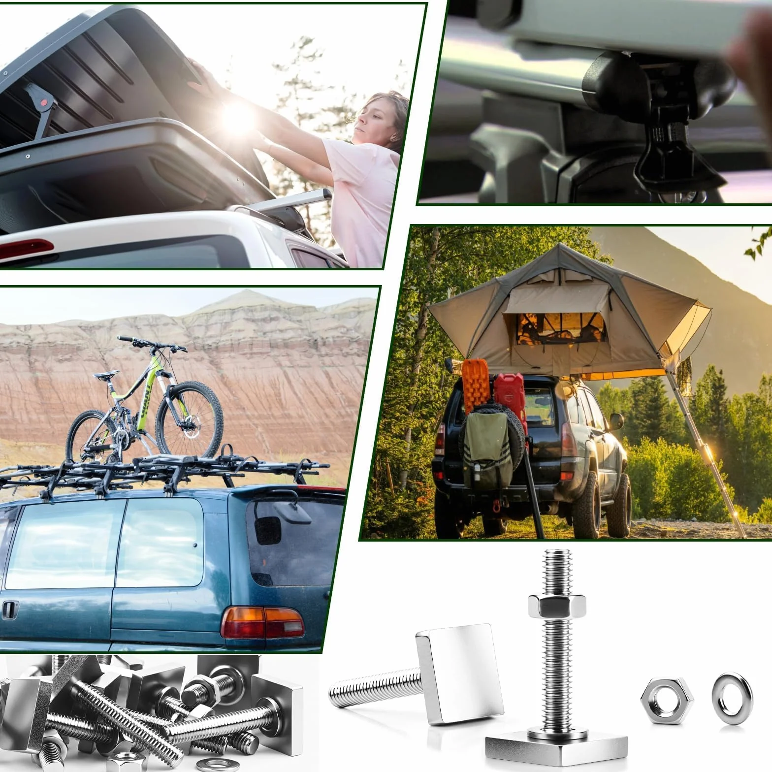 SWTYExt 4 adaptery do rowka T M6 x 35 mm, kompatybilne z bagażnikiem dachowym Thule M6, stal nierdzewna z nakrętkami, podkładki do bagażnika rowerowego, bagażnika dachowego 20 x 20 mm