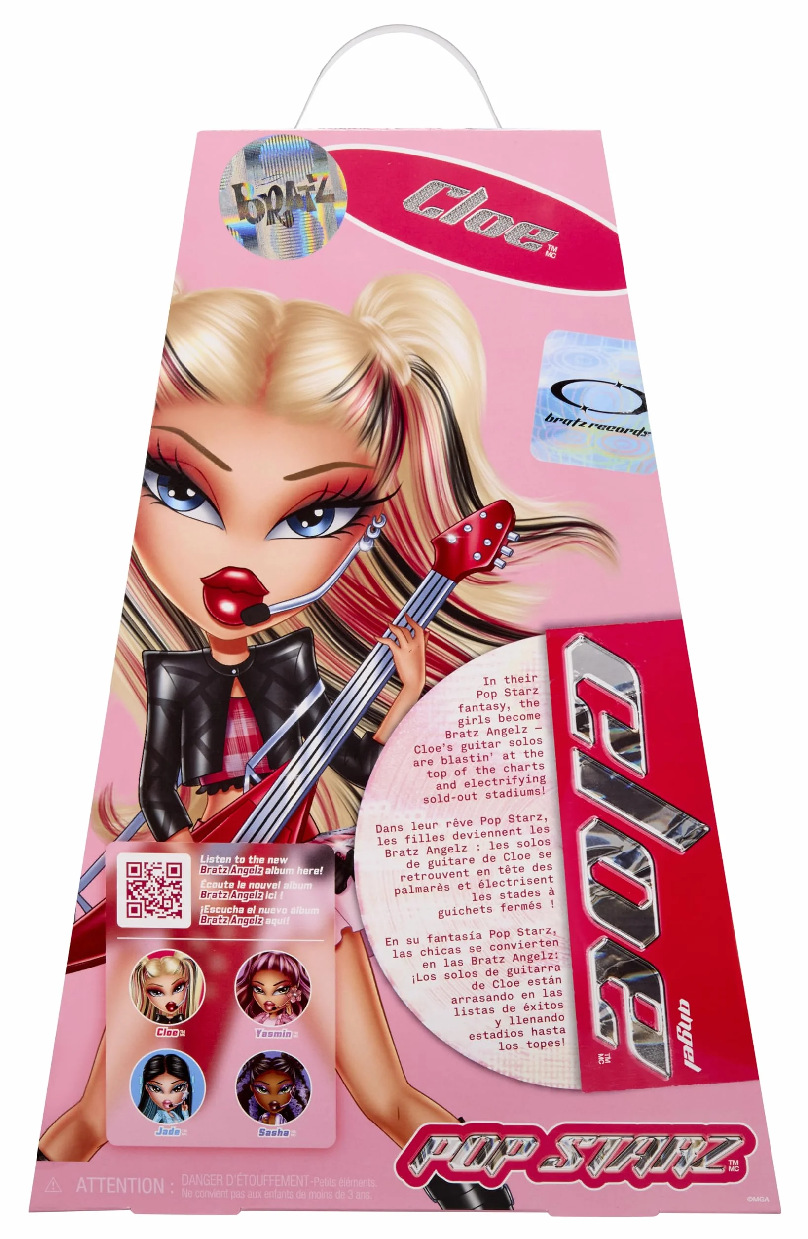 Bratz Pop Starz Cloe - Modna Lalka z Kolekcjonerskim wisiorkiem, Strojem i Akcesoriami Muzycznymi