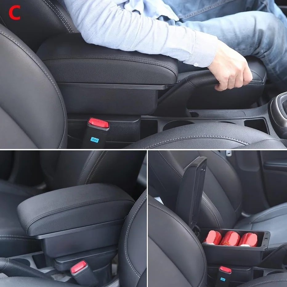 Armsteun Richter Bush Pasuje do podłokietnika samochodowego Honda Jazz 2003-2007 Arm Storage Box Car Accessories(B2 Black line 3USB)