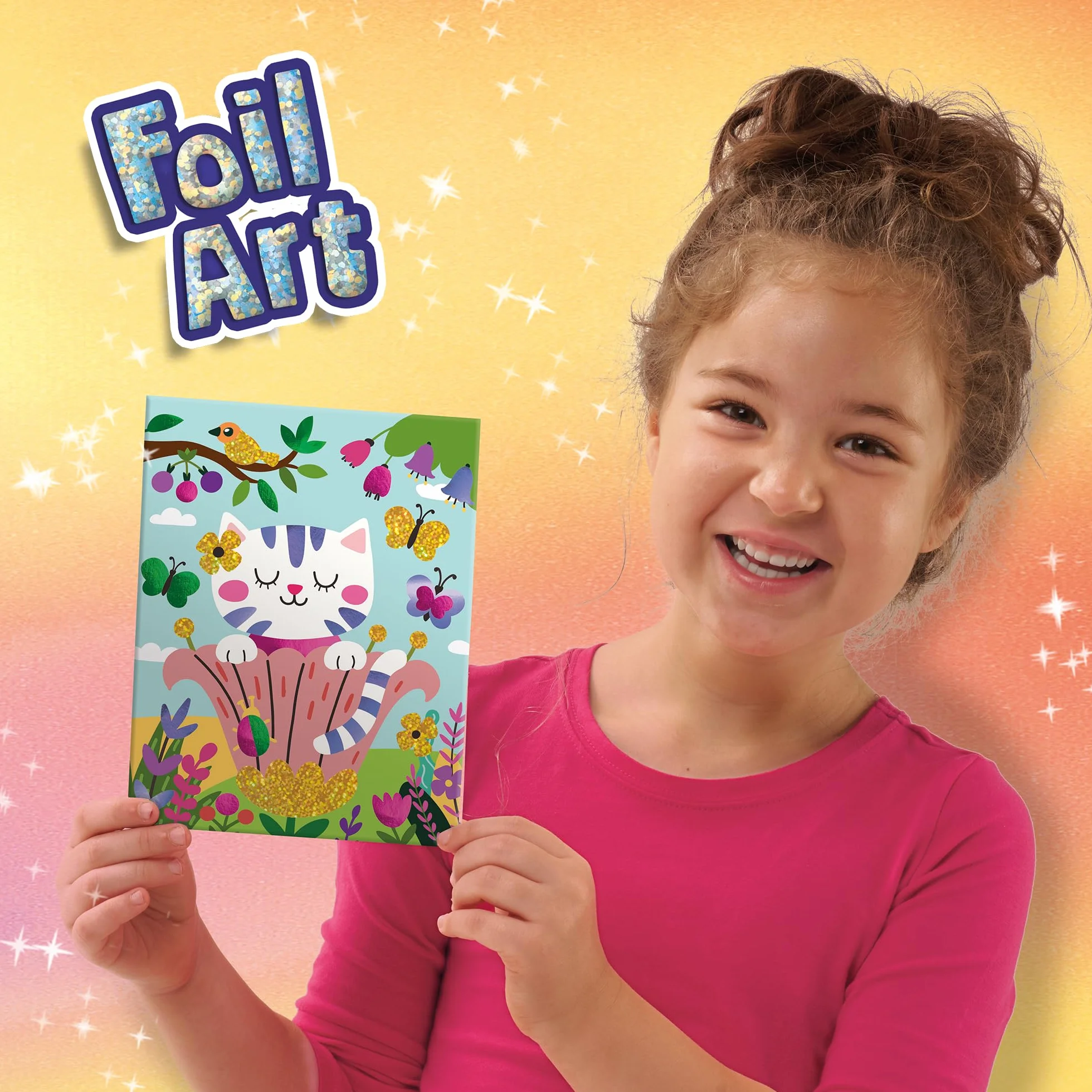 SES Creative - Foil Art-Forest wonders - zestaw do majsterkowania dla dzieci - folia do haftowania dla dzieci - cztery różne rodzaje folii - od 5 lat