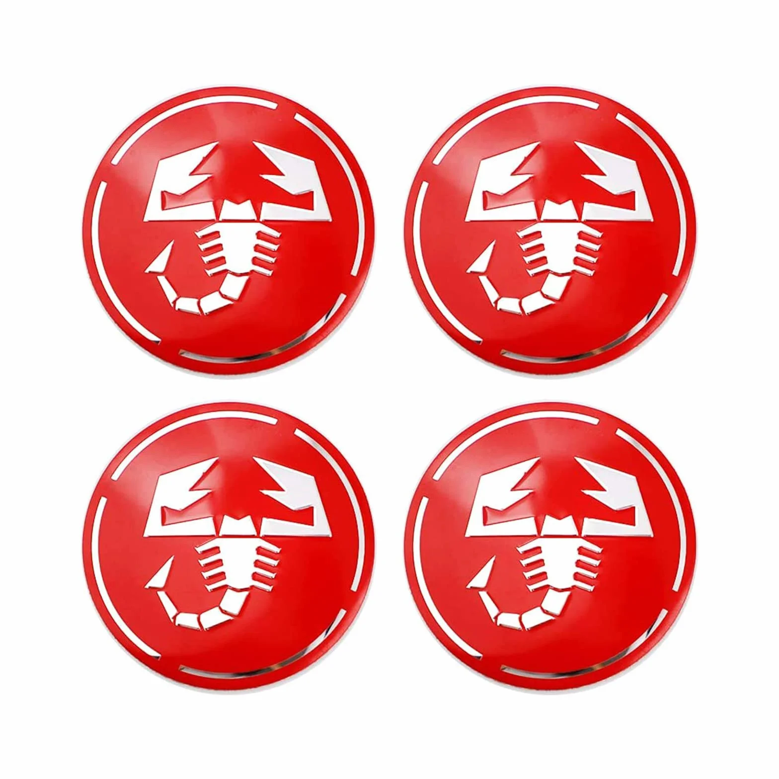 SGW Naklejki na piasty koła, 4 szt. emblemat skorpiona ze stopu aluminium do Fiata Abarth, materiał ABS, czerwony i biały, 56 mm