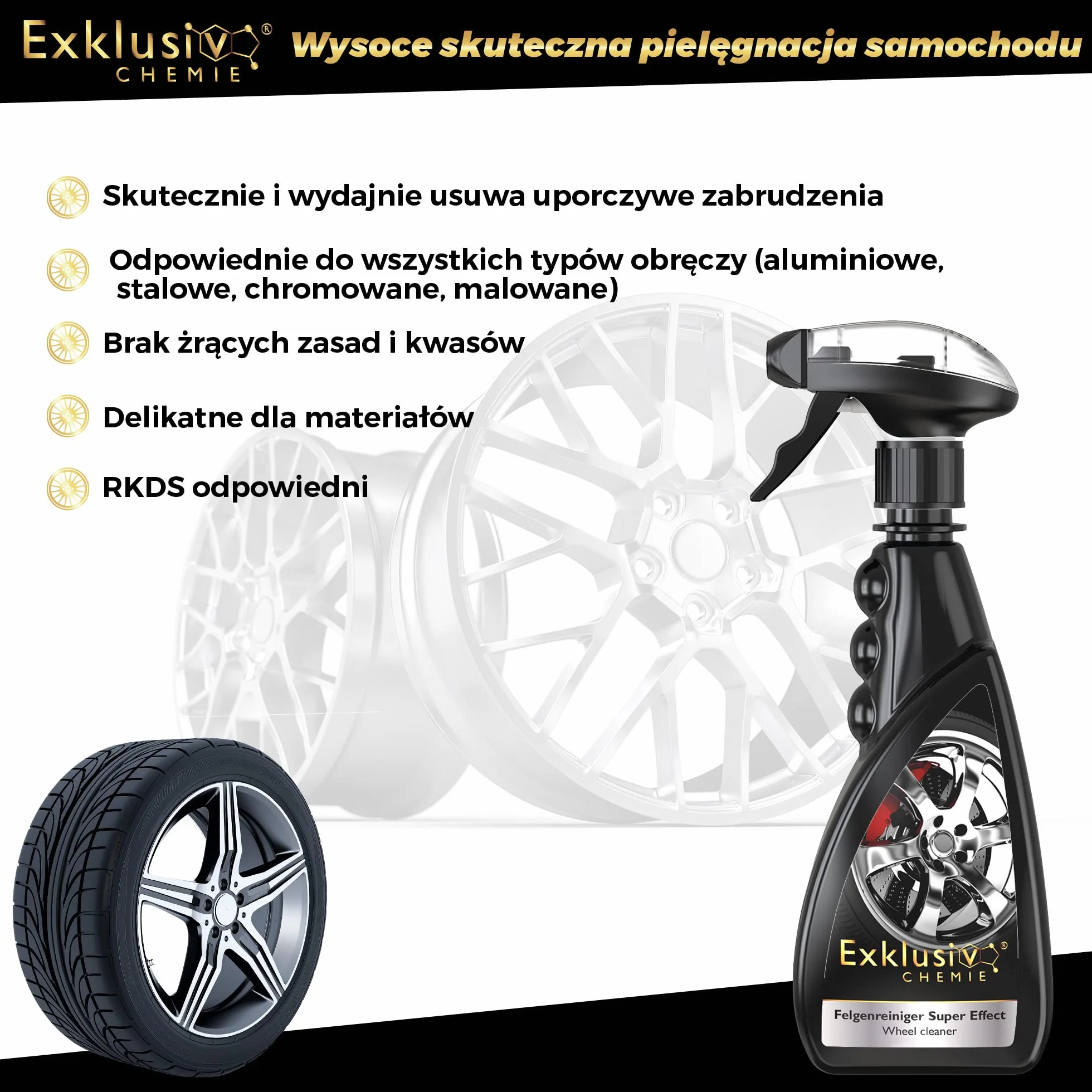 Exklusiv Chemie® Środek do czyszczenia felg, bezkwasowy i alkaliczny, samoczynny
