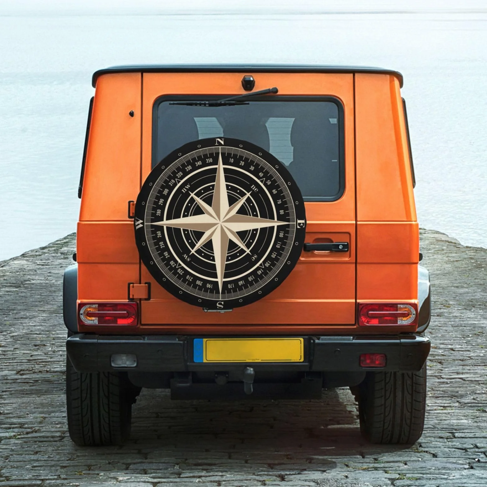 Uniwersalny zamienny pokrowiec na zapasowe koło, wodoodporny pokrowiec na zapasową oponę z nadrukiem Złotego Kompasu, pyłoszczelny pokrowiec na oponę do przyczepy, pojazdu rekreacyjnego, SUV-a
