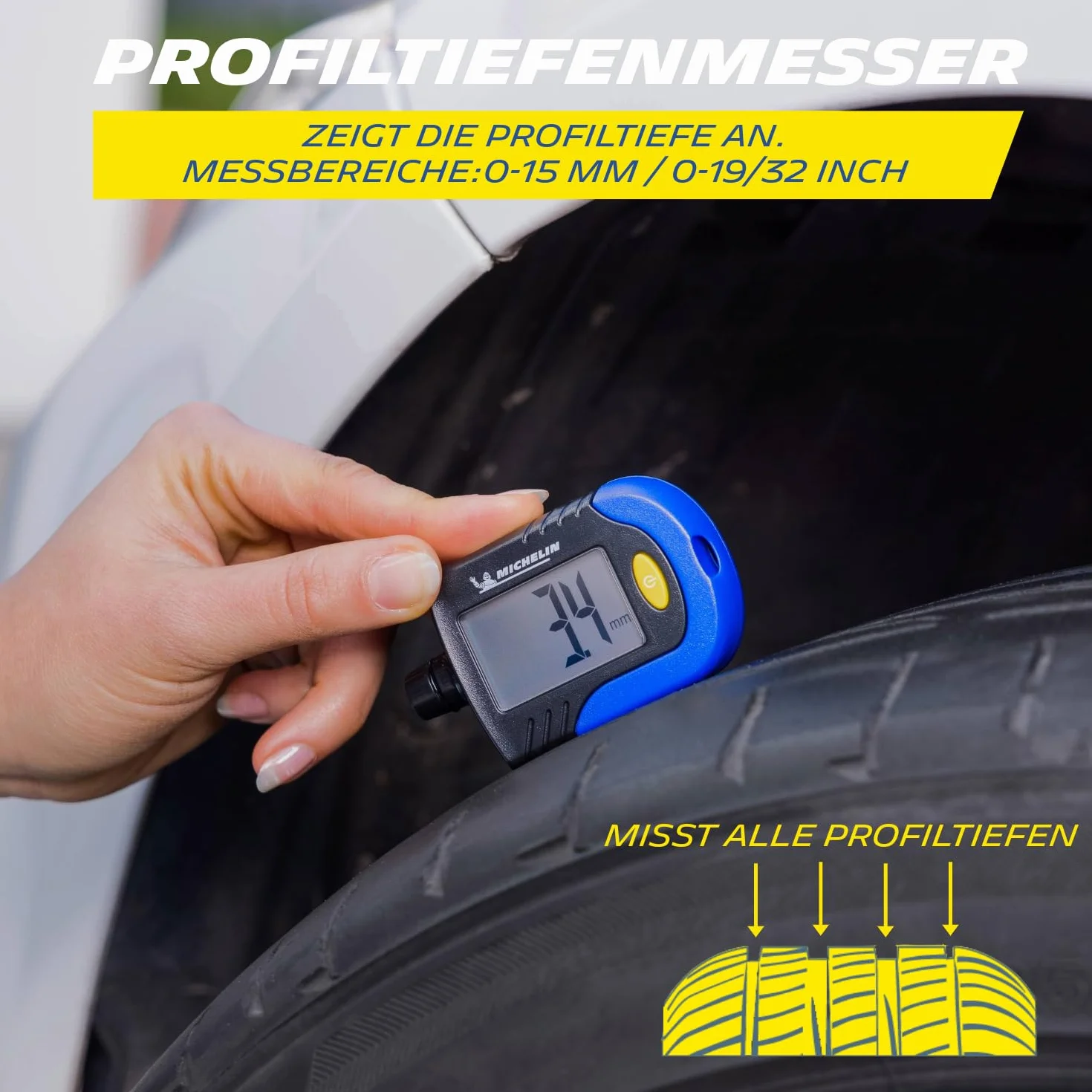 Michelin 009526 Manometr, Czarny/Niebieski, 7,5 x 4,6 x 2 cm
