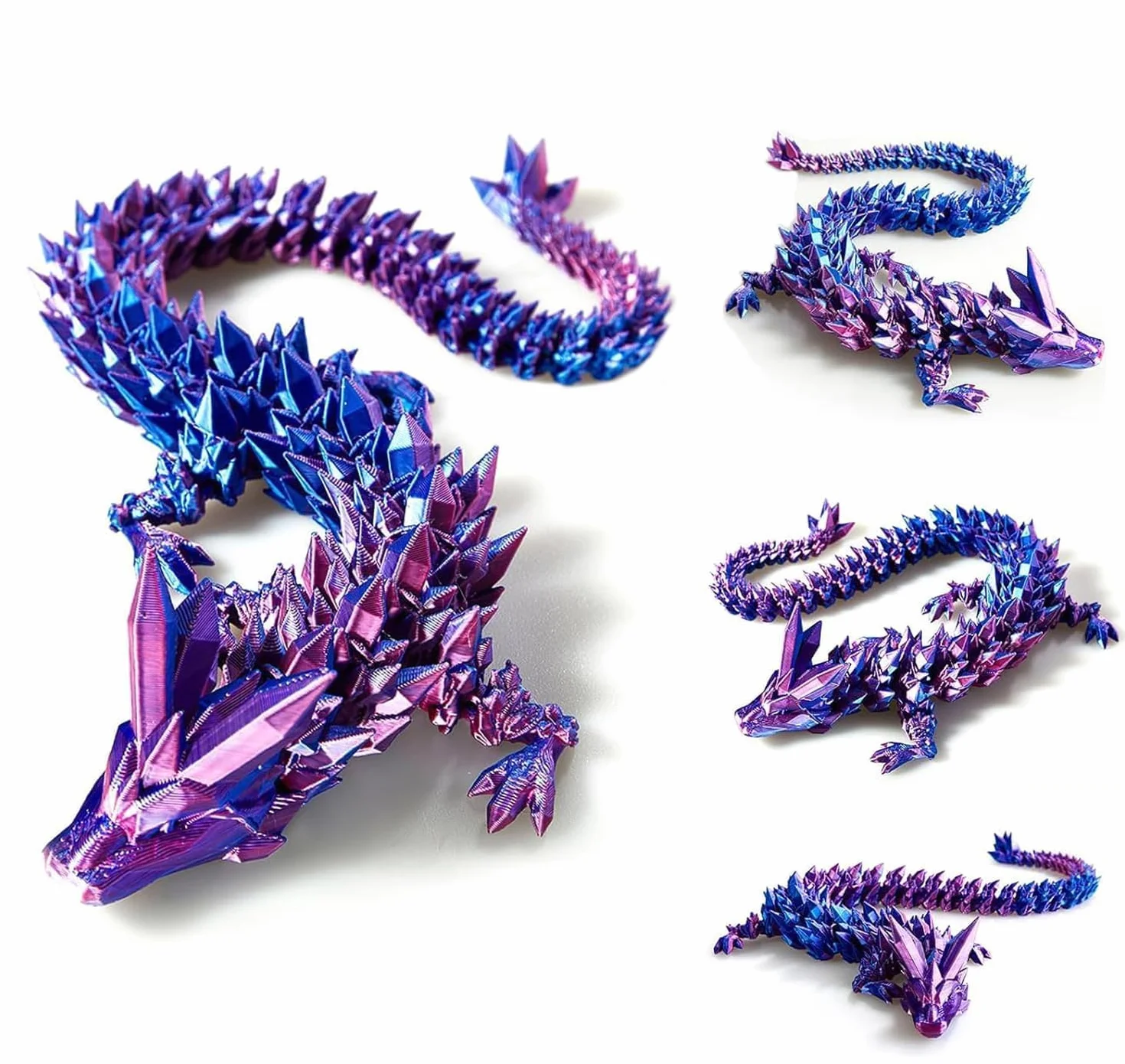 Smok z nadrukiem 3D, realistyczne smocze jajka w jajku, przegubowy, w pełni ruchomy, kryształowy smok z jajkiem smoka, zabawka fidget dla dzieci i dorosłych, do domu, biura, zabawka na