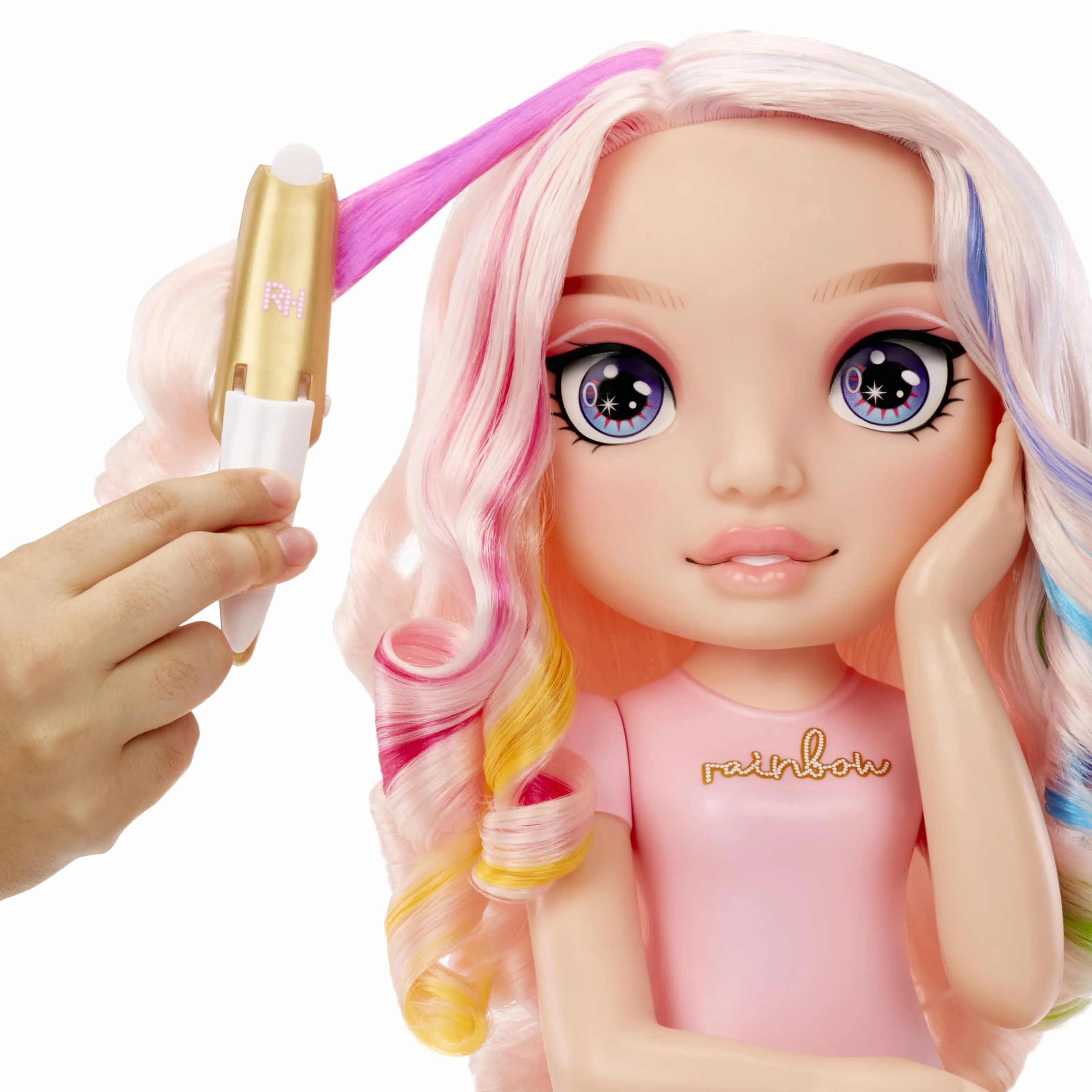 Rainbow High Styling Head - 33 cm Bella - Zestaw 4 w 1 z Kremem, Lakierem do Paznokci, Szczotką i Narzędziem do Farbowania Włosów. Stylizuj, Farbuj, Maluj, Spłukuj i Powtarzaj, dla Dzieci w Wieku 4-12