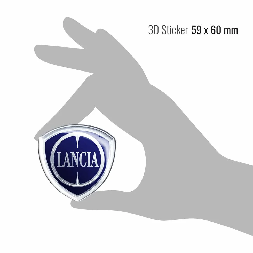 Lancia 21262 Oficjalna naklejka 3D z logo na Ypsilon, przód, 58 x 60 mm