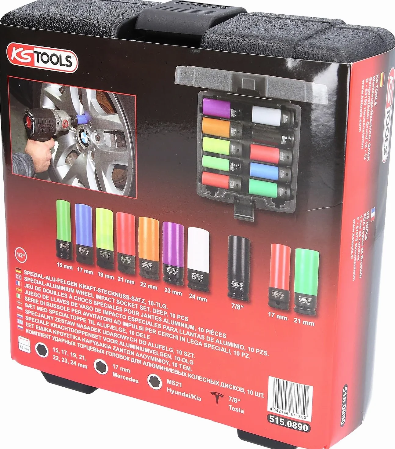KS Tools 1/2" Specjalny zestaw nasadek udarowych do alufelg, 10 szt.
