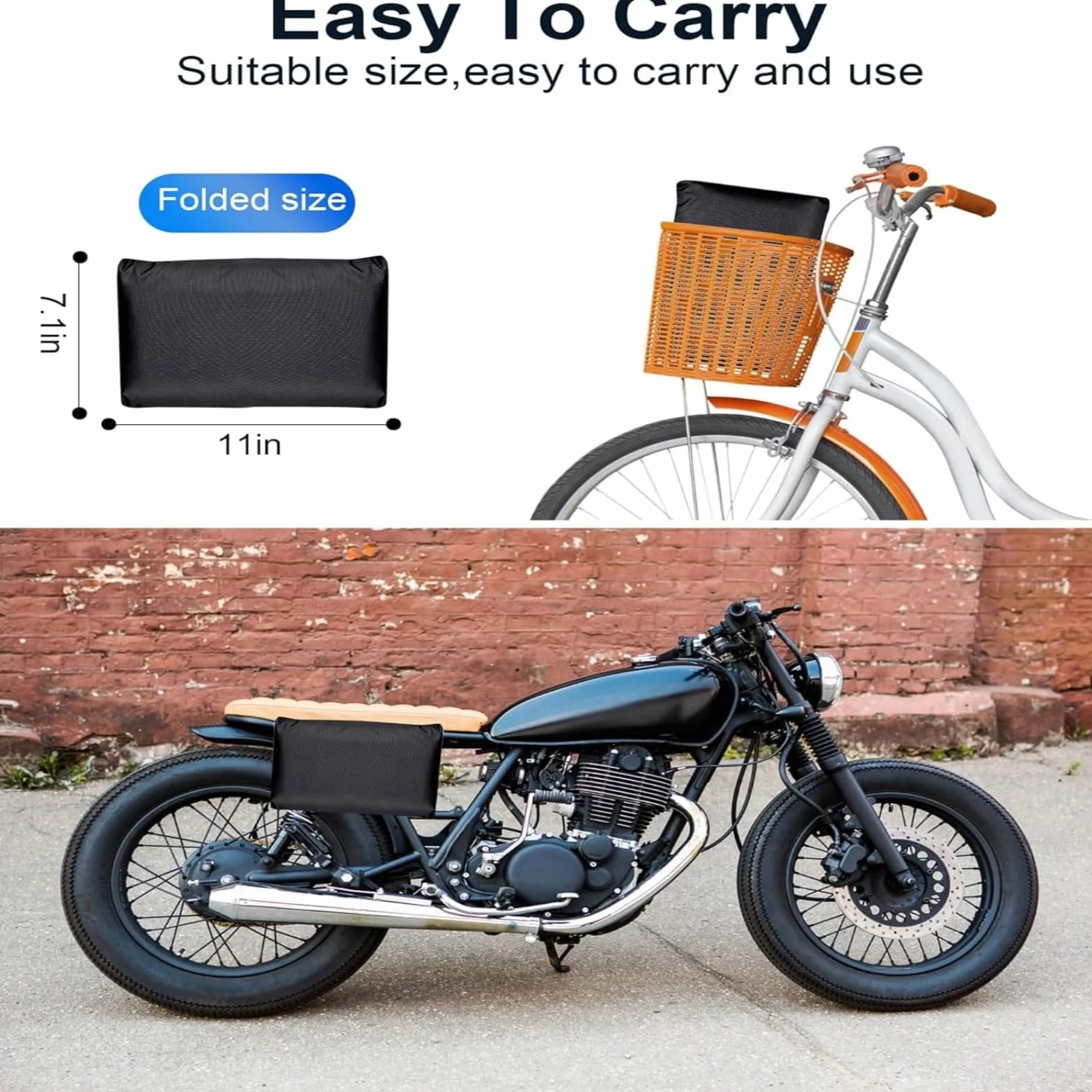 Pokrowiec na motocykl z taśmą szyciową - plandeka na motocykl - 210D Oxford, do użytku na zewnątrz, odporny na zarysowania, wodoodporny, z otworami na zamki, do motocykli i skuterów