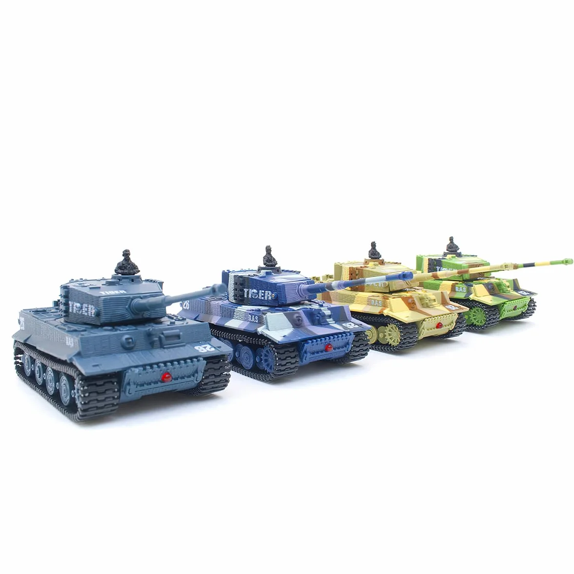 Zdalnie sterowany mini czołg RC German Tiger I – model R/C Battltank z funkcją strzału, dźwiękiem i światłem – skala 1:72 (zestaw 2 szt.)