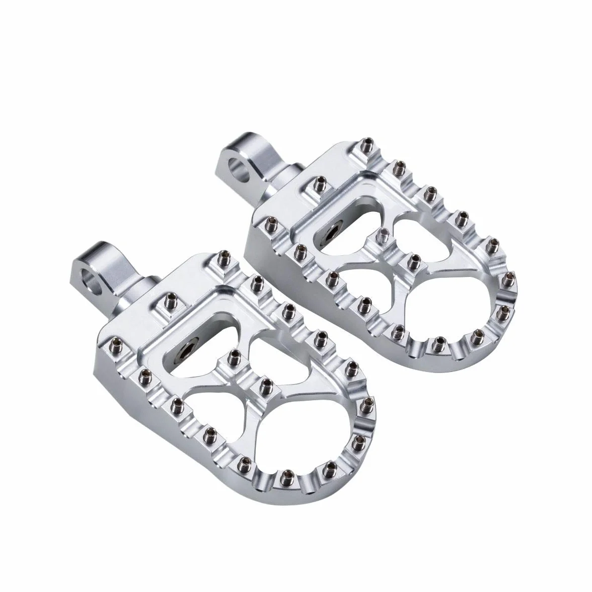 Hopider CNC Szerokie podnóżki 360° Roating MX Chopper Bobber Style do harley Dyna Sportster Fatboy Iron 883, srebrne