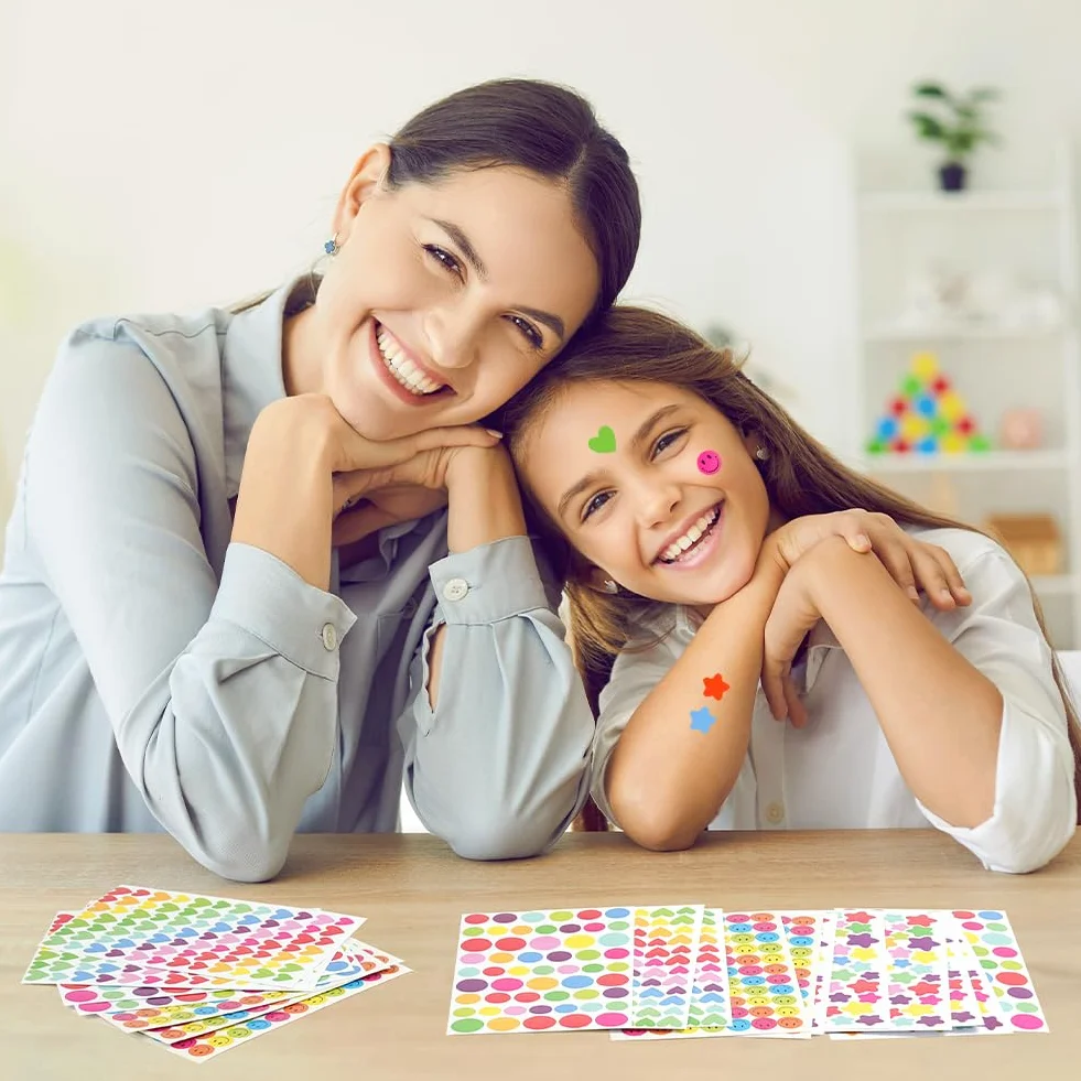 OSDUE Naklejki z gwiazdami dla dzieci, 1380 szt., 20 arkuszy, różne kolorowe gwiazdy, mini nagroda dla nauczyciela, naklejki do scrapbookingu, gwiazdy, do rzemiosła artystycznego, naklejki papierowe w