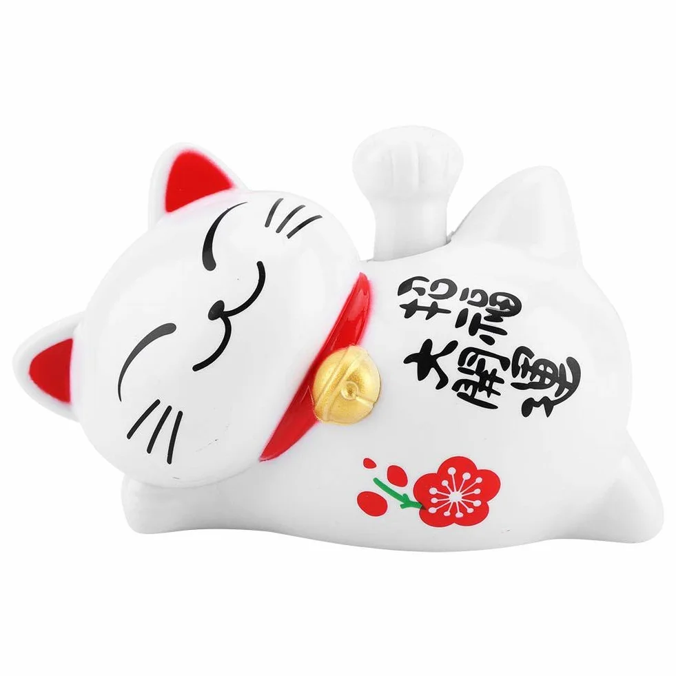 Zasilany energią słoneczną uroczy machający kot żywy i piękny chiński kot Maneki Neko bogactwo szczęście kot fengshui szczęśliwy kot wahadłowe ramię do dekoracji recepcji, samochodu, otworów