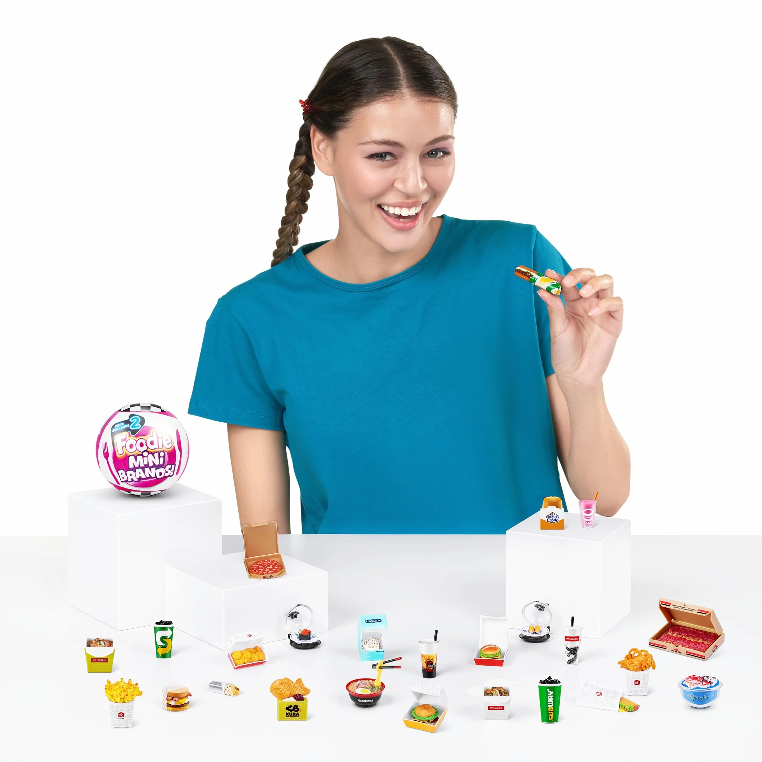 5 niespodzianek Mini Brands Foodie Series 2 (2 sztuki) tajemnicza kapsuła prawdziwe miniaturowe marki kolekcjonerska zabawka, przedmioty kolekcjonerskie, zabawki fast food i akcesoria na zakupy