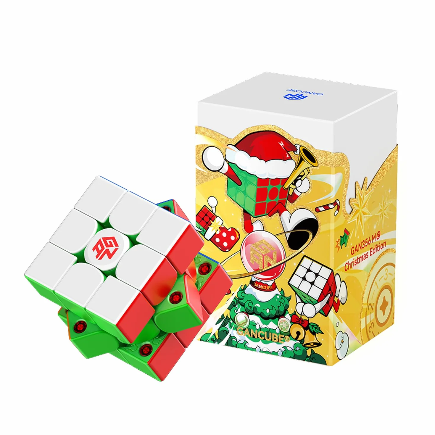 GAN 356 ME edycja bożonarodzeniowa, Magnetyczna Kostka Prędkości 3 x 3, Idealna Dla Dzieci Dorosłych, GES Pro+ 48 Magnesów, Speed Cube, Zabawki puzzle Dzieci Dorosłych, Ulepszona wersja GAN 356 ME