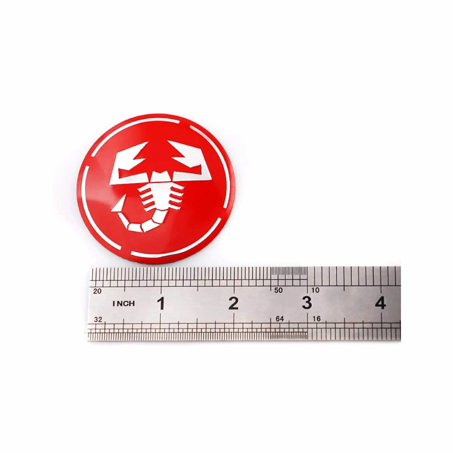 SGW Naklejki na piasty koła, 4 szt. emblemat skorpiona ze stopu aluminium do Fiata Abarth, materiał ABS, czerwony i biały, 56 mm
