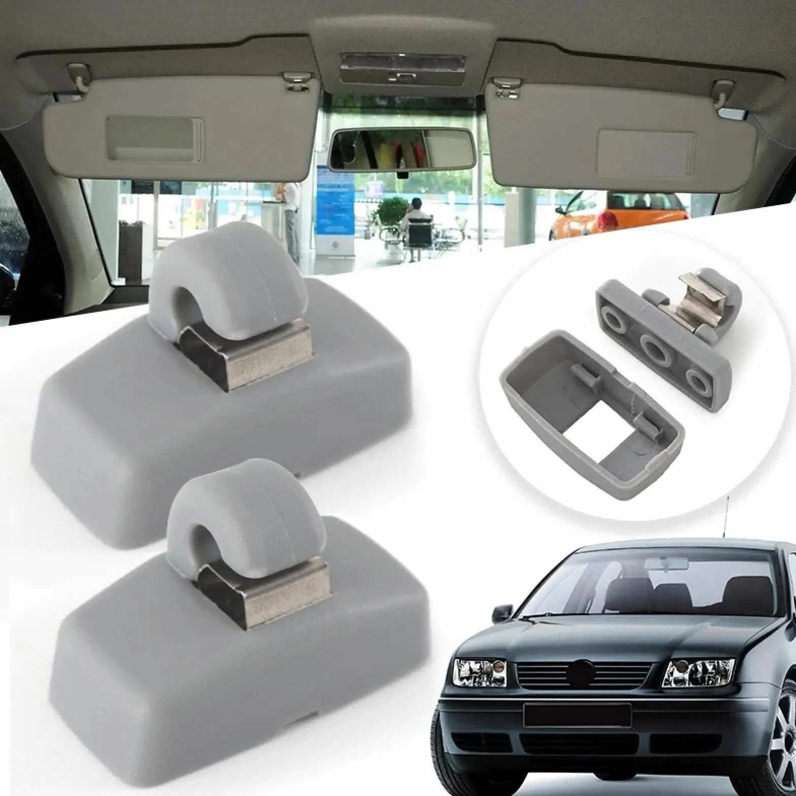 Uchwyty samochodowe do osłony przeciwsłonecznej VW Golf MK4 MK3 Caddy Lupo Polo Seat Ibiza Leon Skoda Fabia Octavia