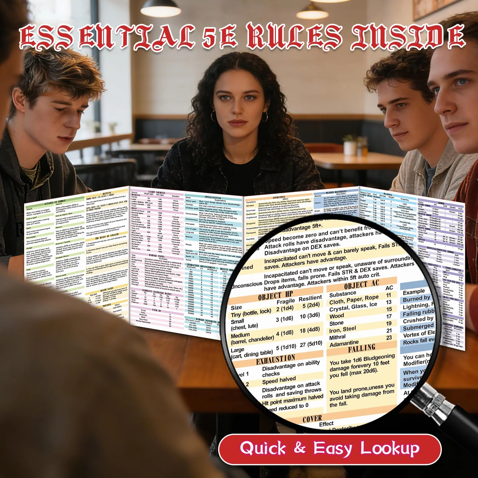 Byhoo Ekran DM 2 sztuki do D&D 5E – Epic Themes akcesoria DND, wodoodporne, wielokrotnego użytku, potrójnie składany, przenośny, format A4, kompatybilny z zasadami rdzenia 5E