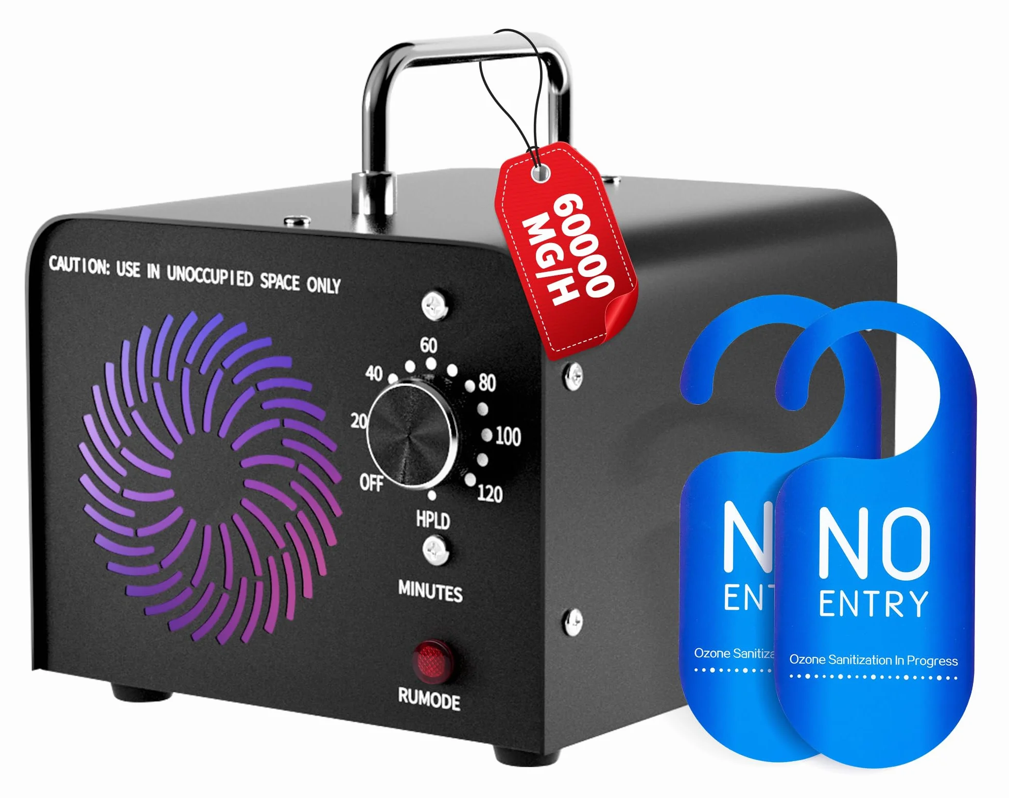 Ozonator 60000 mg/h O3 oczyszczacz powietrza neutralizator zapachów do 400 m² timer 120 min przemysłowy