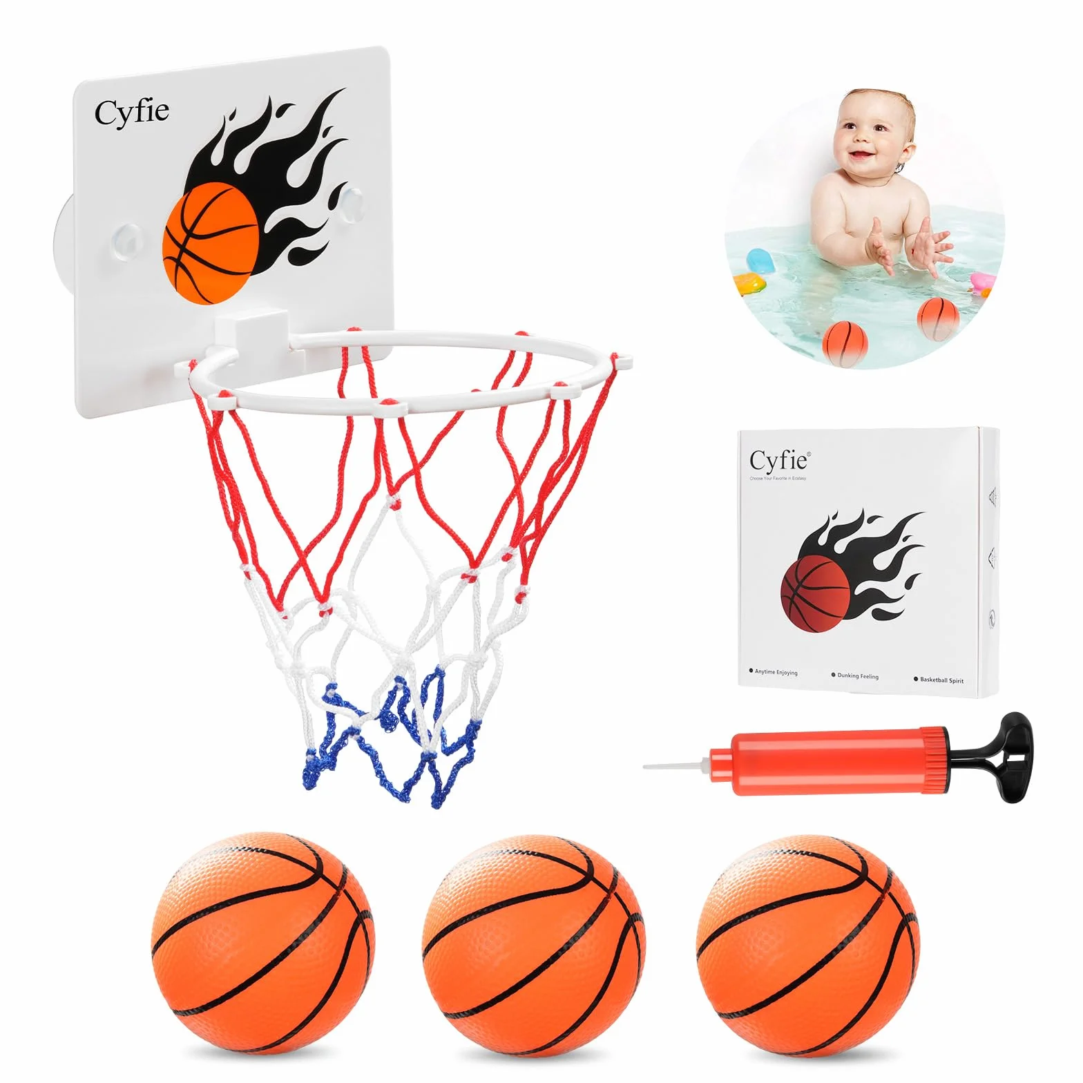 CYFIE Koszykówka Mini gra w koszykówkę dla dzieci Mini tablica, 2 sztuki kulki, 1 pompa do pompowania
