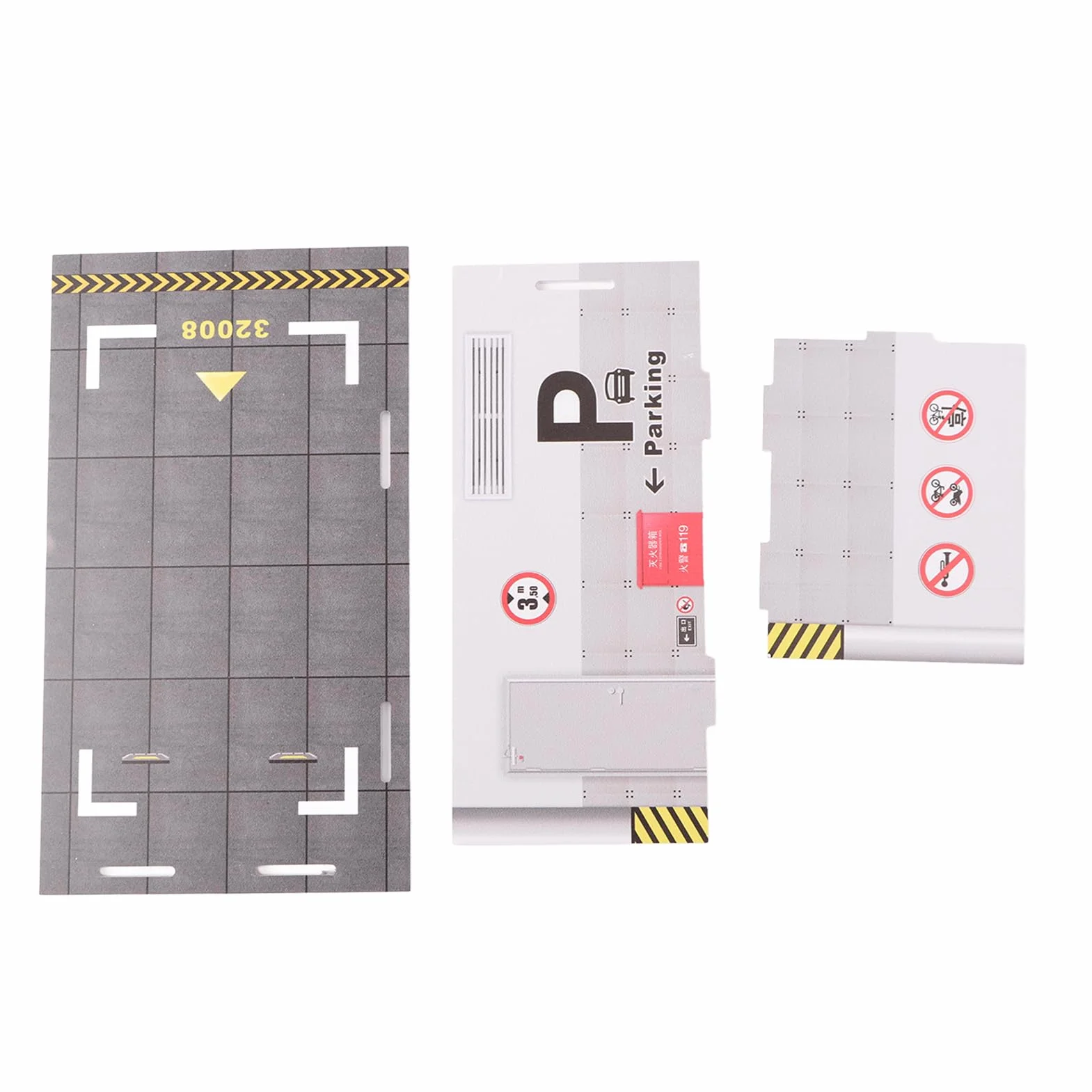 3 szt. Model Parkingu, Model Parkingu w Skali 1:32 Innowacyjna Symulacja PVC łatwy montaż Projekt do Kolekcji (Model parkingu)
