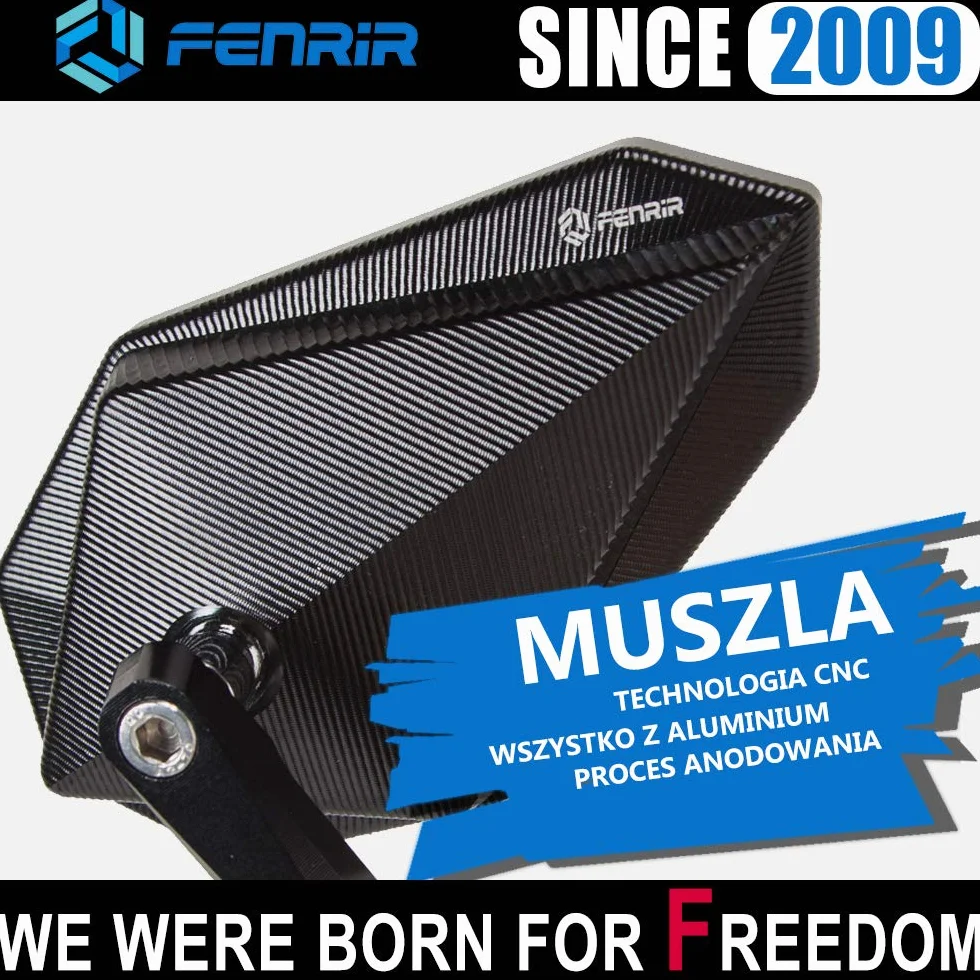 FENRIR E24 lusterko kierownicy motocykla wsteczne czarne aluminium CNC